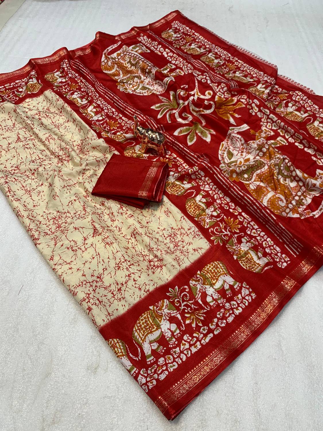 SDGRATITUDE Printed Kalamkari Cotton Linen, Cotton Silk Saree