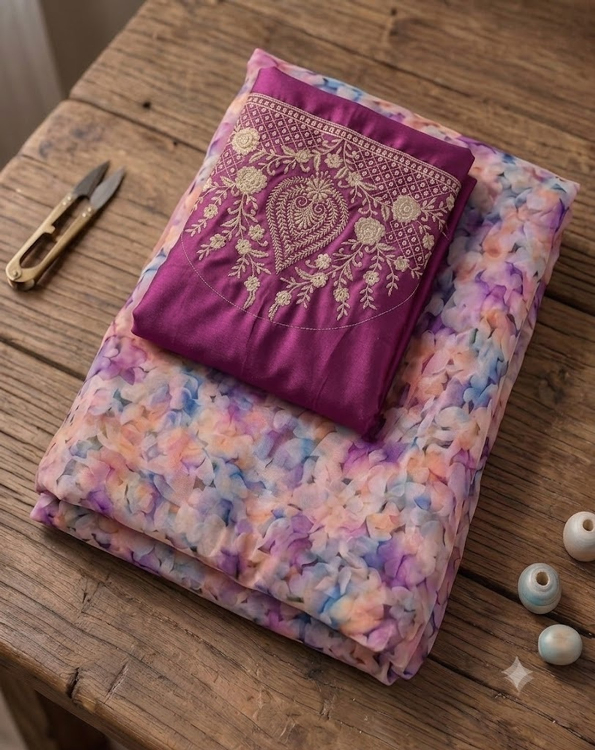 Image of RERLY Floral Print Bollywood Organza Saree