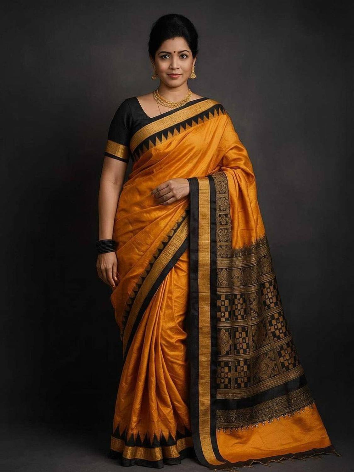 Afronza Solid/Plain Sambalpuri Silk Blend, Art Silk Saree