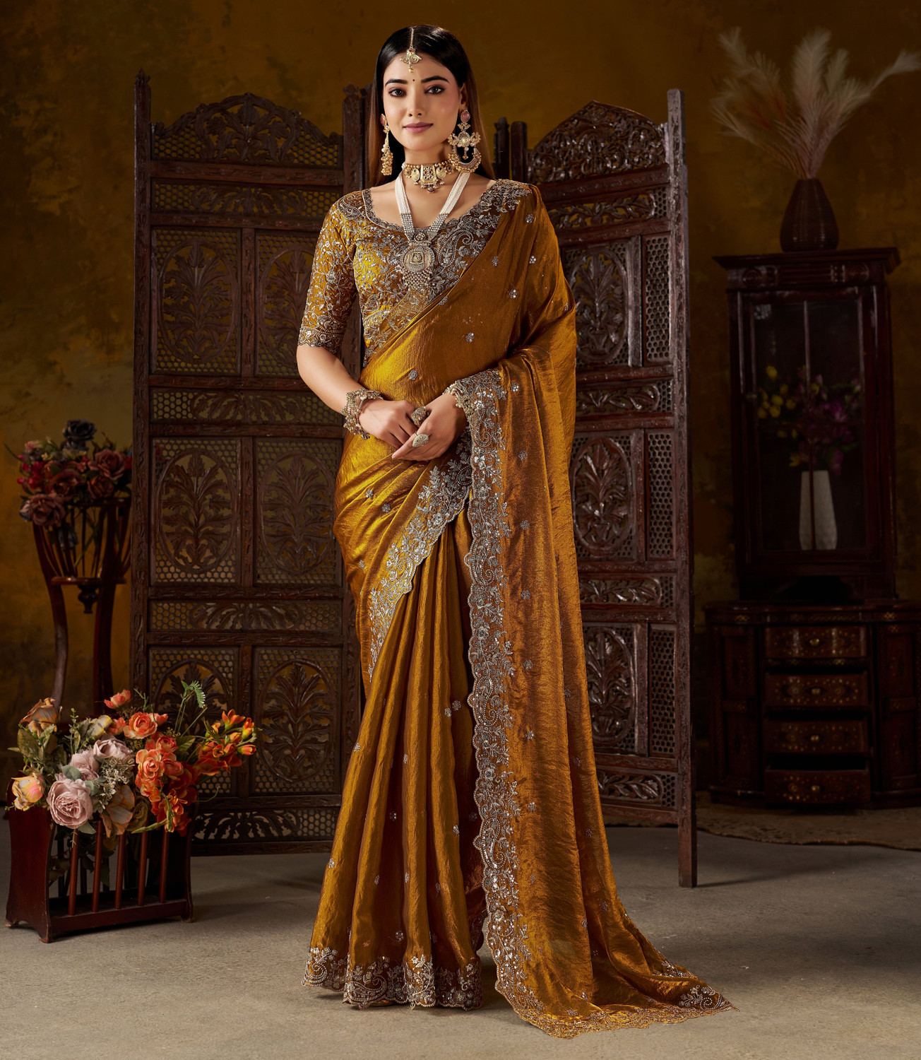 Image of Laddu creation Embellished Bollywood Jimmy Jimmy, Silk Blend Saree
