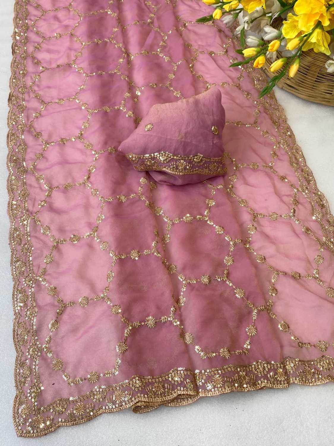 Image of Aaspanth Embroidered Bollywood Georgette Saree