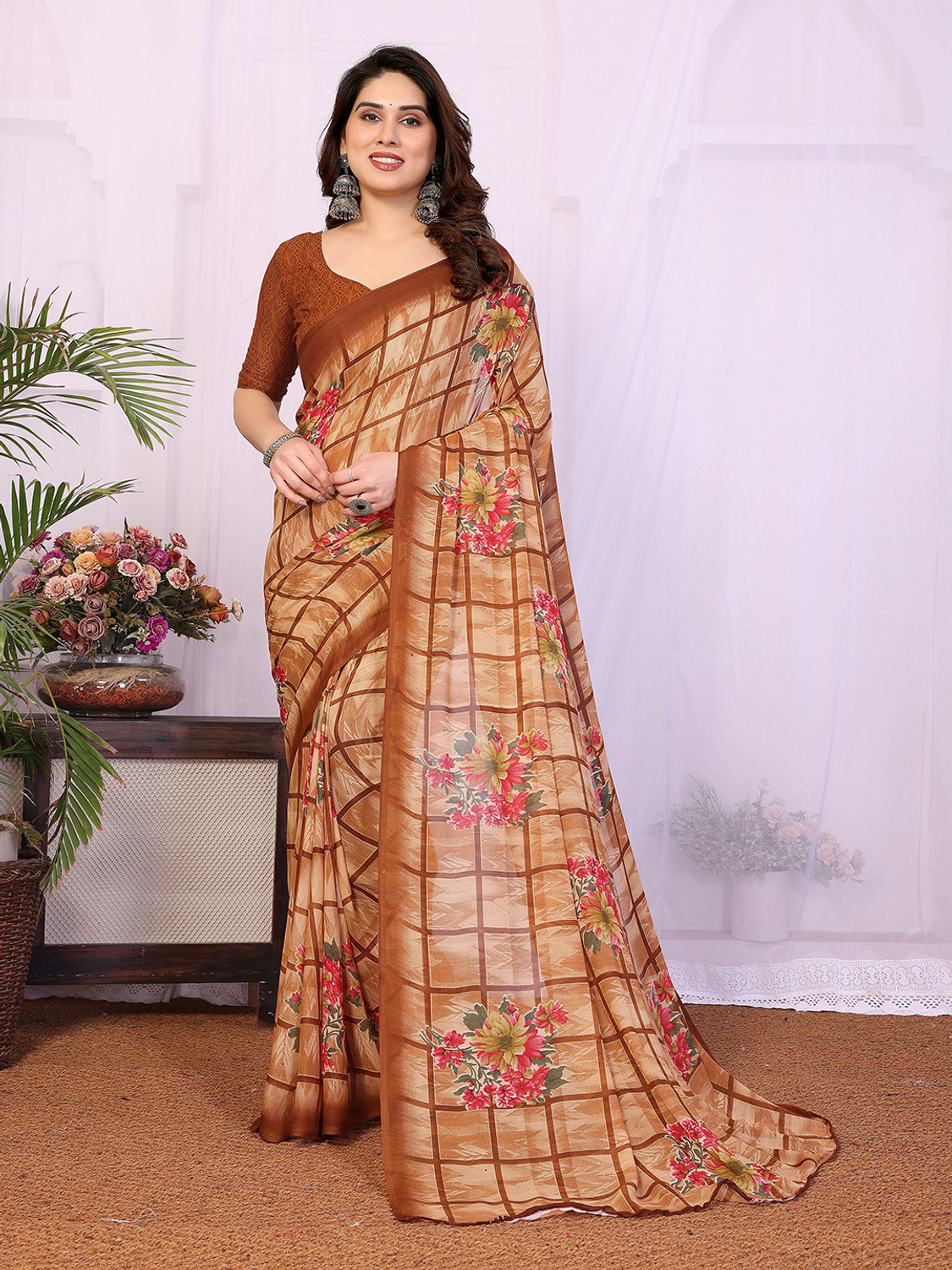 Image of kashvi sarees Floral Print Daily Wear Georgette Saree