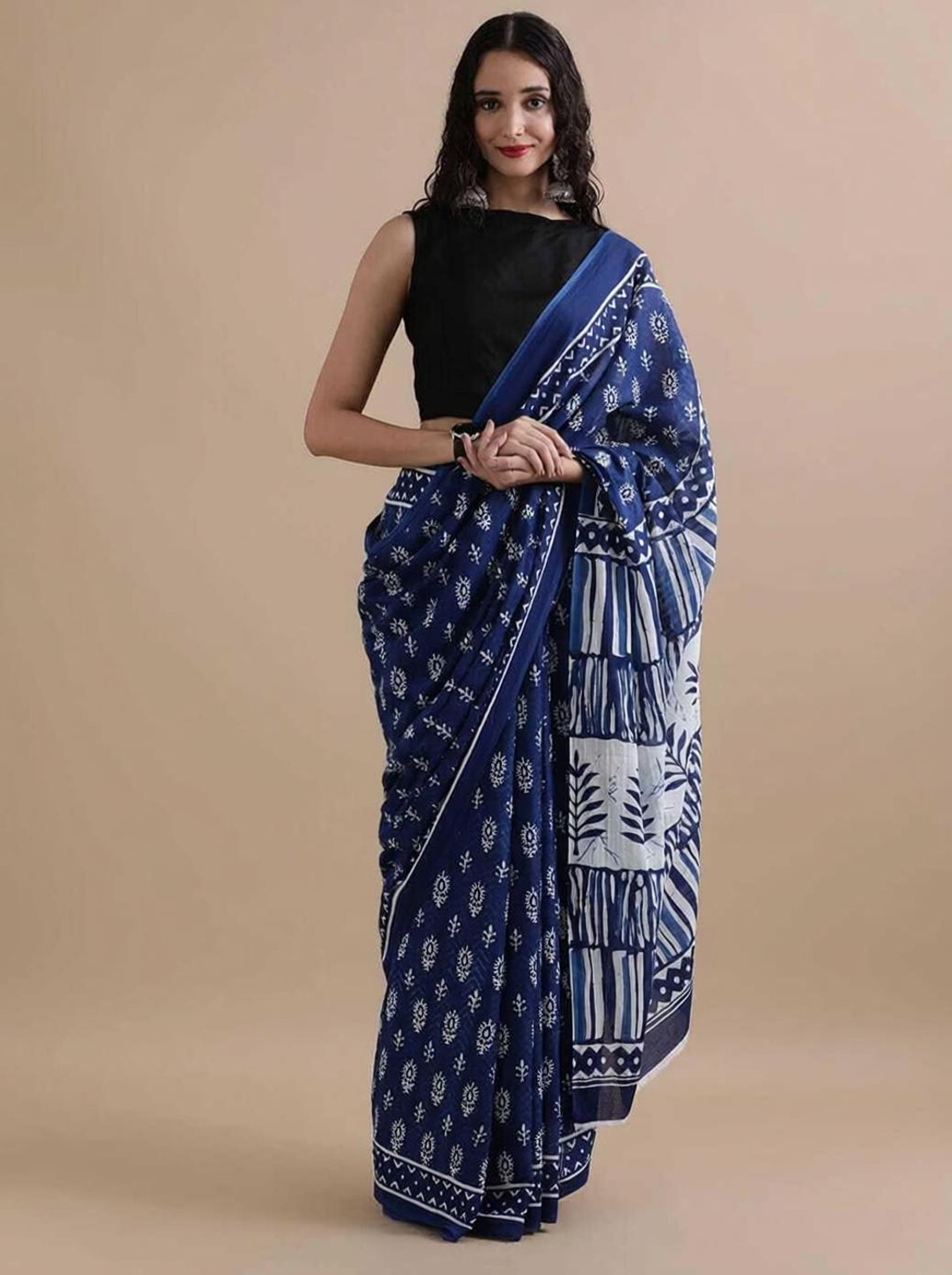 Image of DASTKARPRINT Printed Daily Wear Pure Cotton Saree