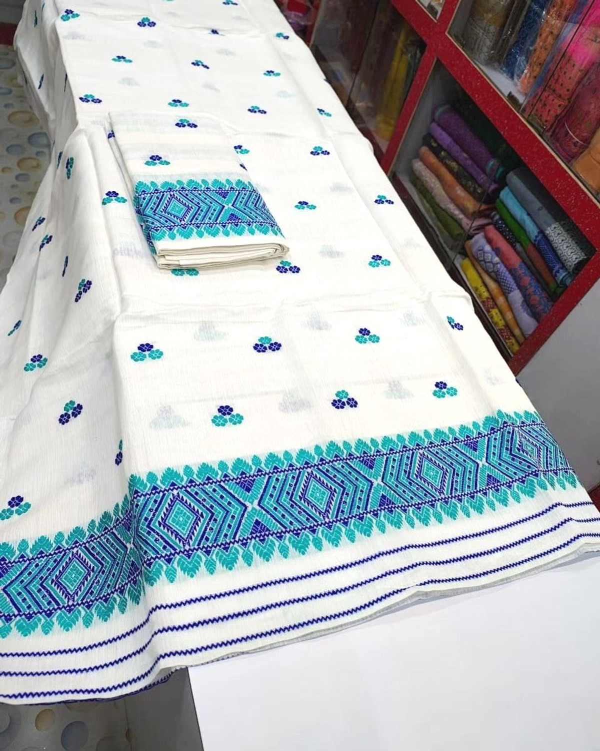 Image of MahiFab Woven Mekhela Chador Cotton Blend Saree