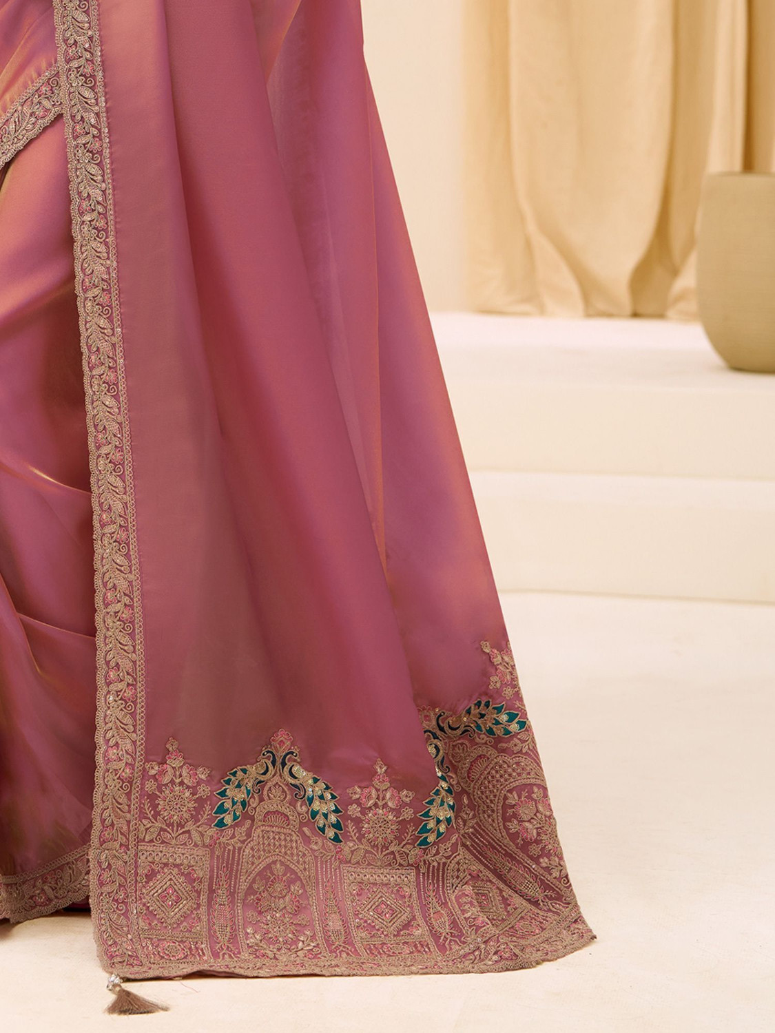 Image of Tasrika Embroidered Bollywood Satin Saree
