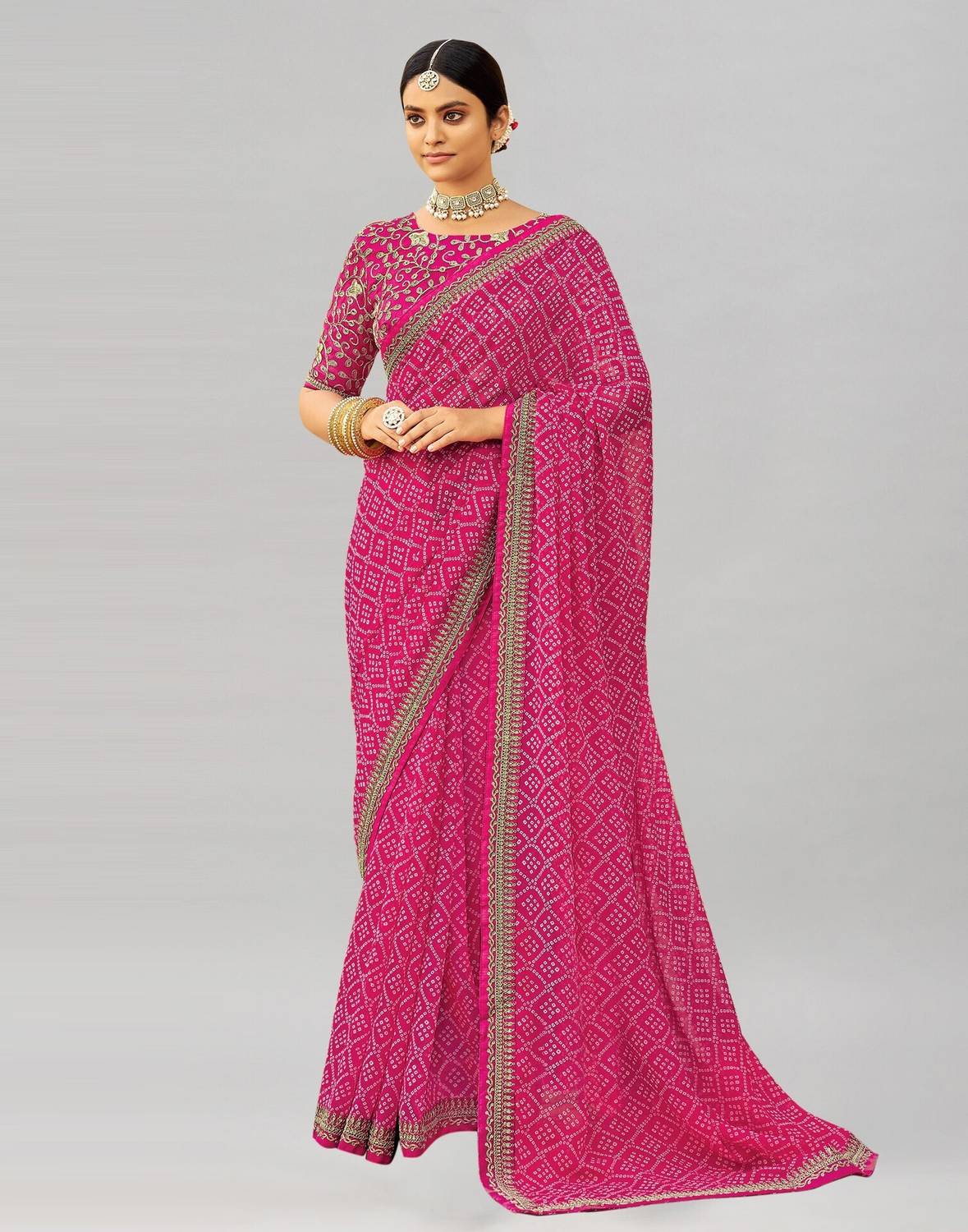 Samah Printed, Embroidered, Embellished Bollywood Georgette, Chif