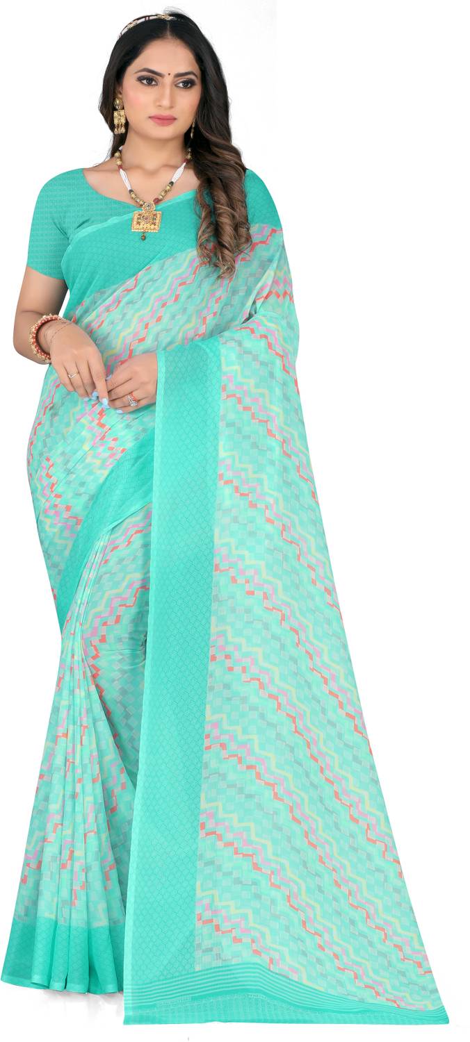 Leelavati Printed Daily Wear Georgette Saree (Light Blue)