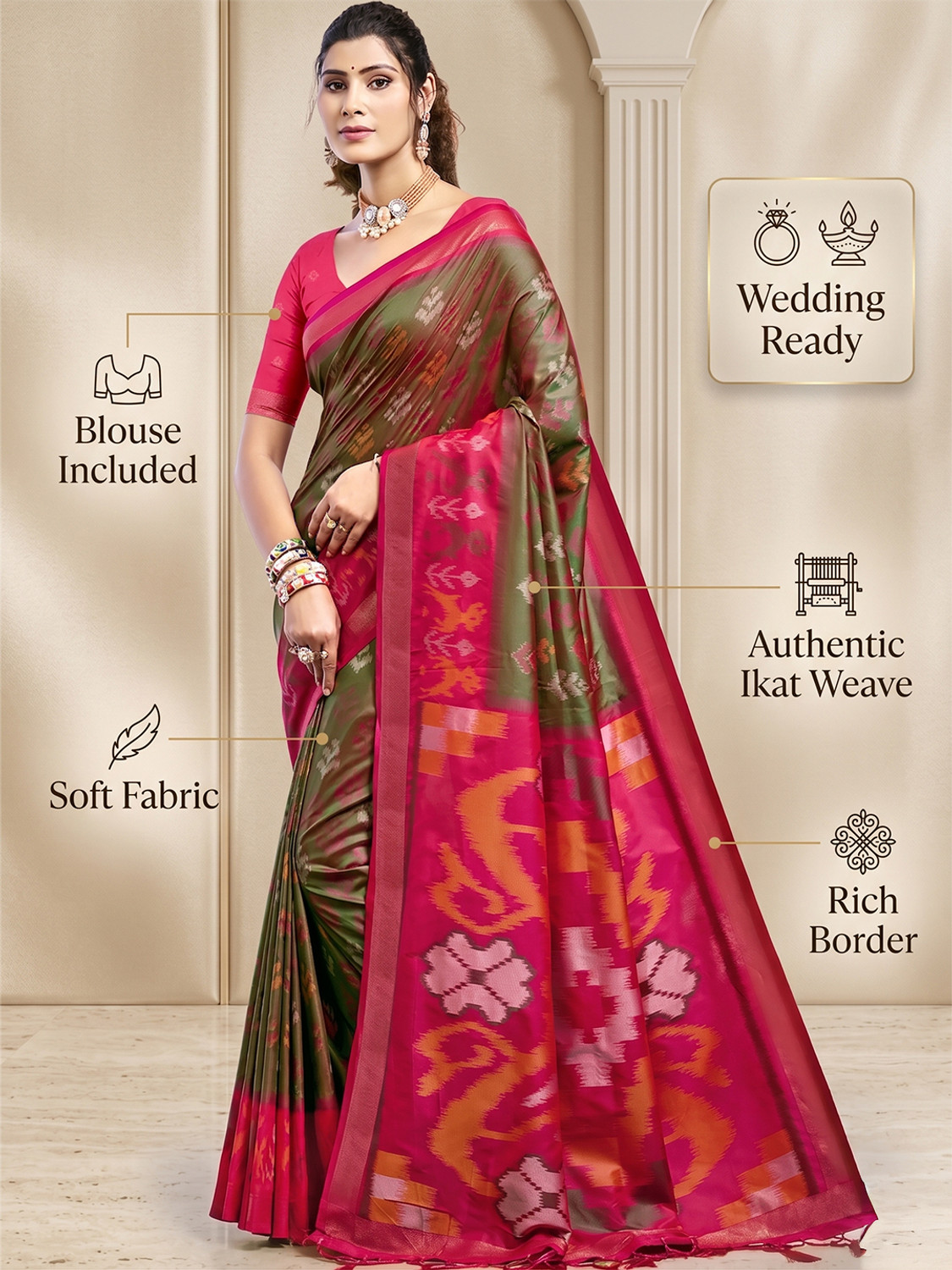 Image of Sutriti Woven Pochampally Silk Blend Saree
