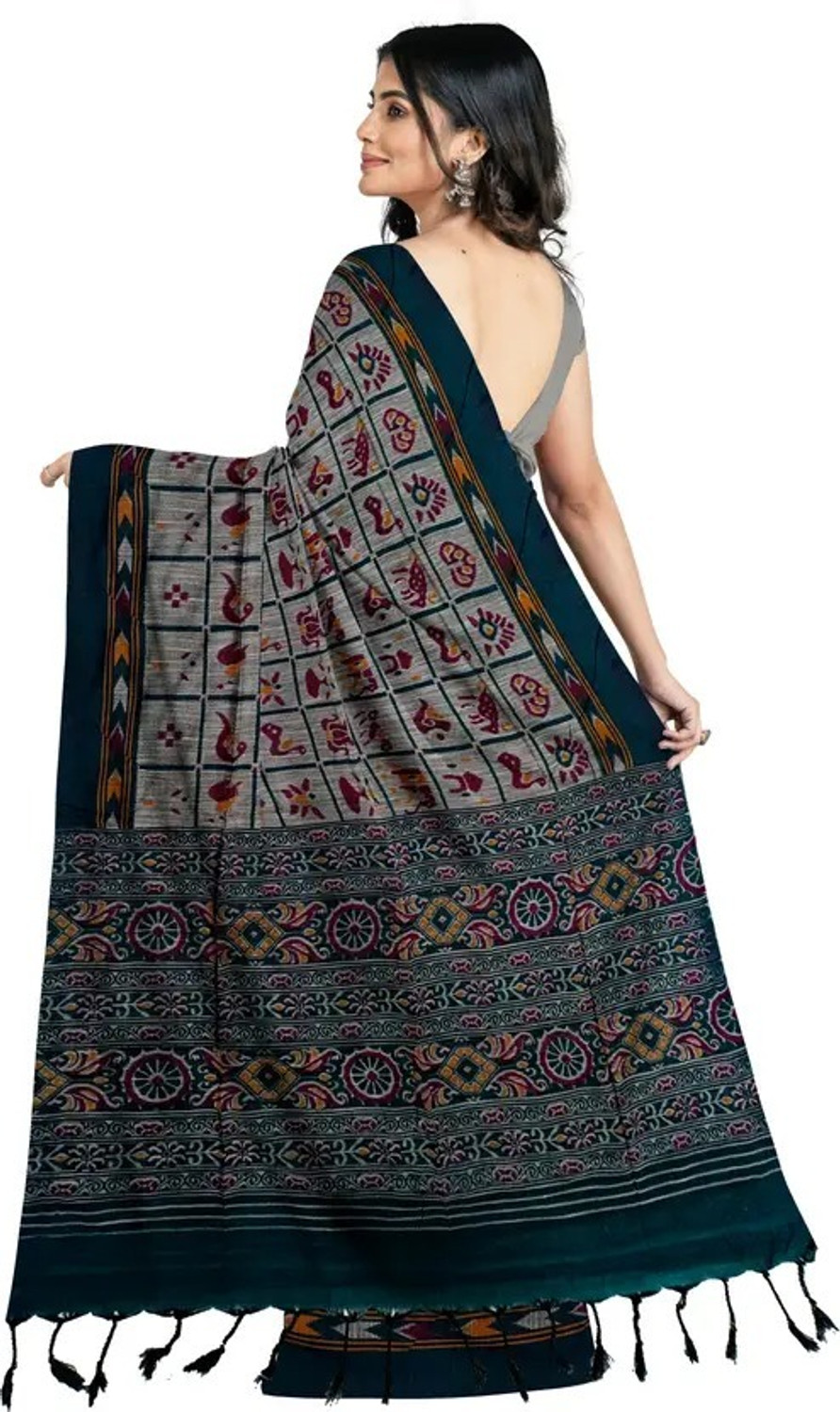 Image of Joyguru Textile Printed Sambalpuri Pure Cotton Saree