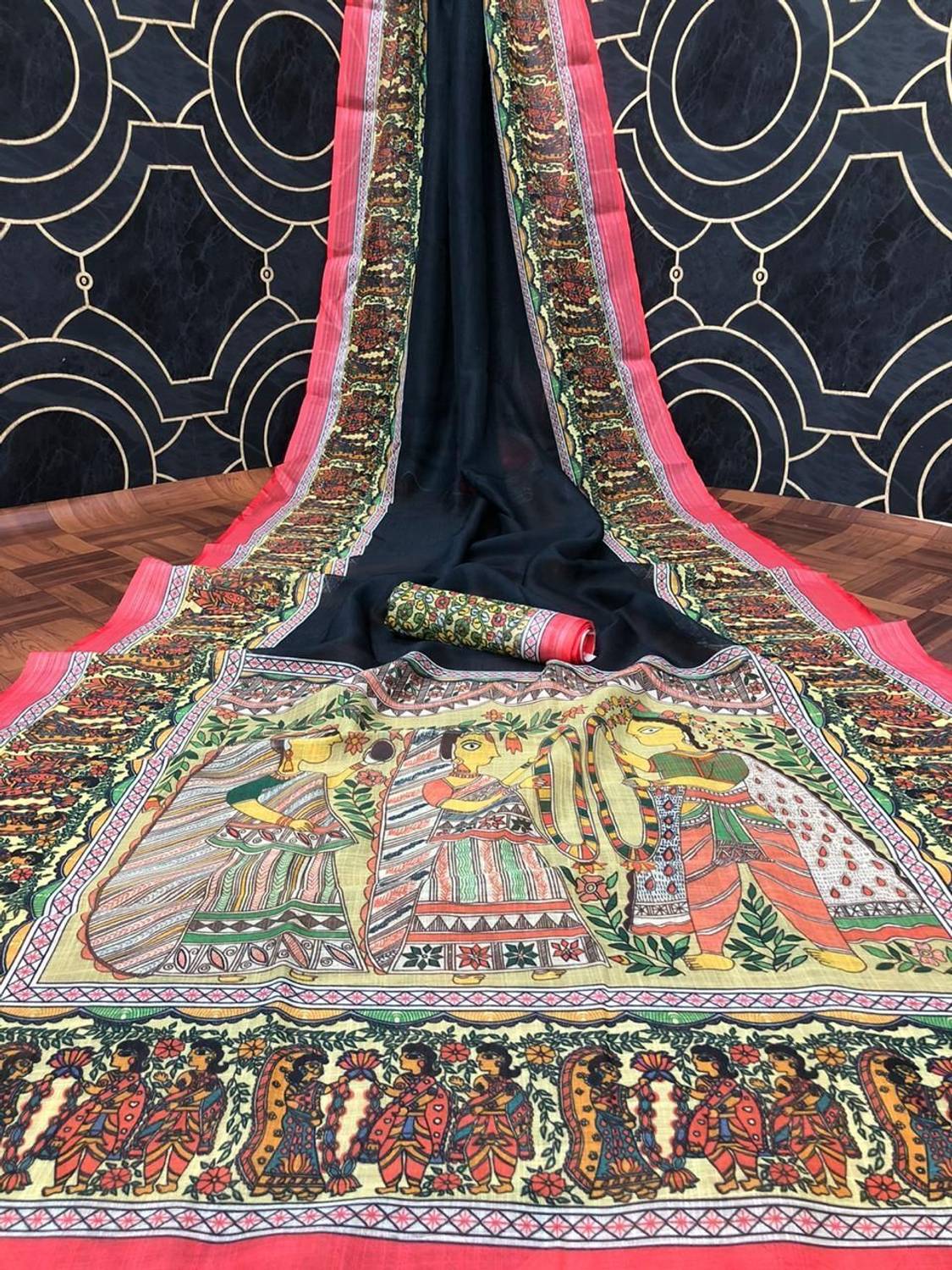 Arpita Fashion Floral Print Bollywood Linen Saree