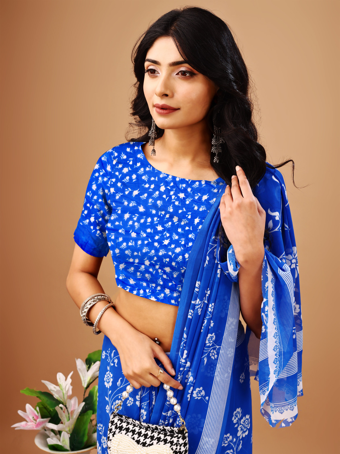 Image of Leelavati Printed Daily Wear Chiffon Saree