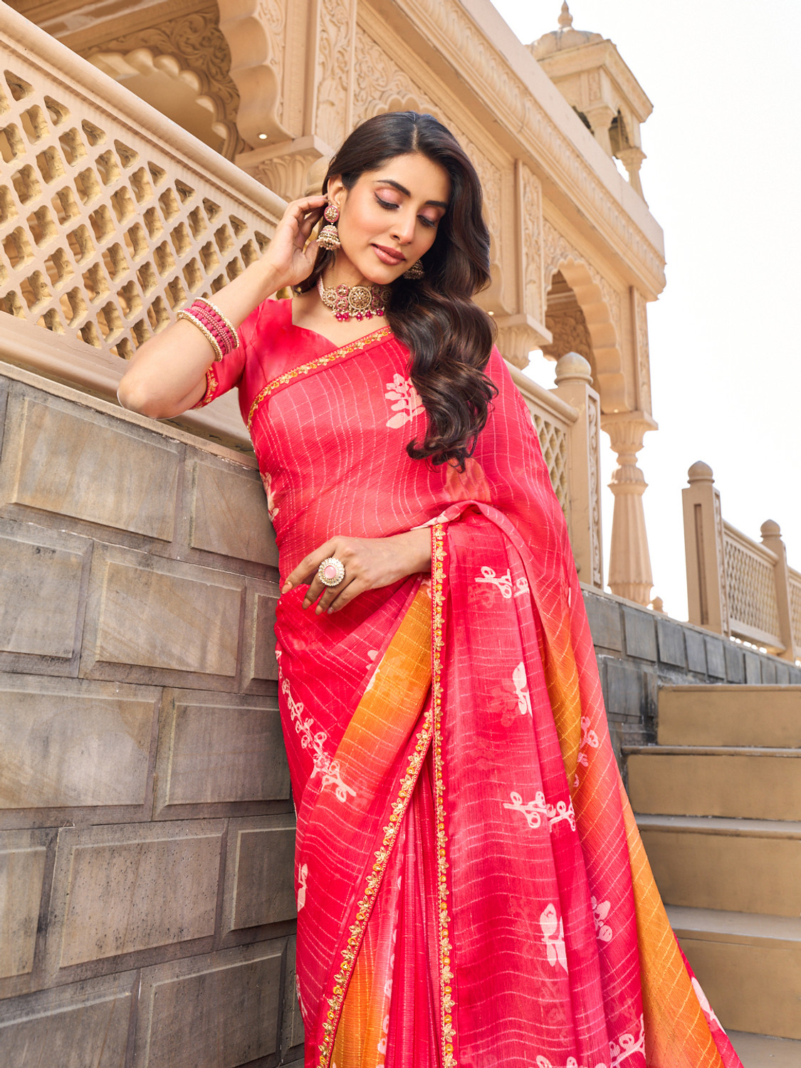 Image of Laxmipati sarees Printed Bollywood Chiffon Saree