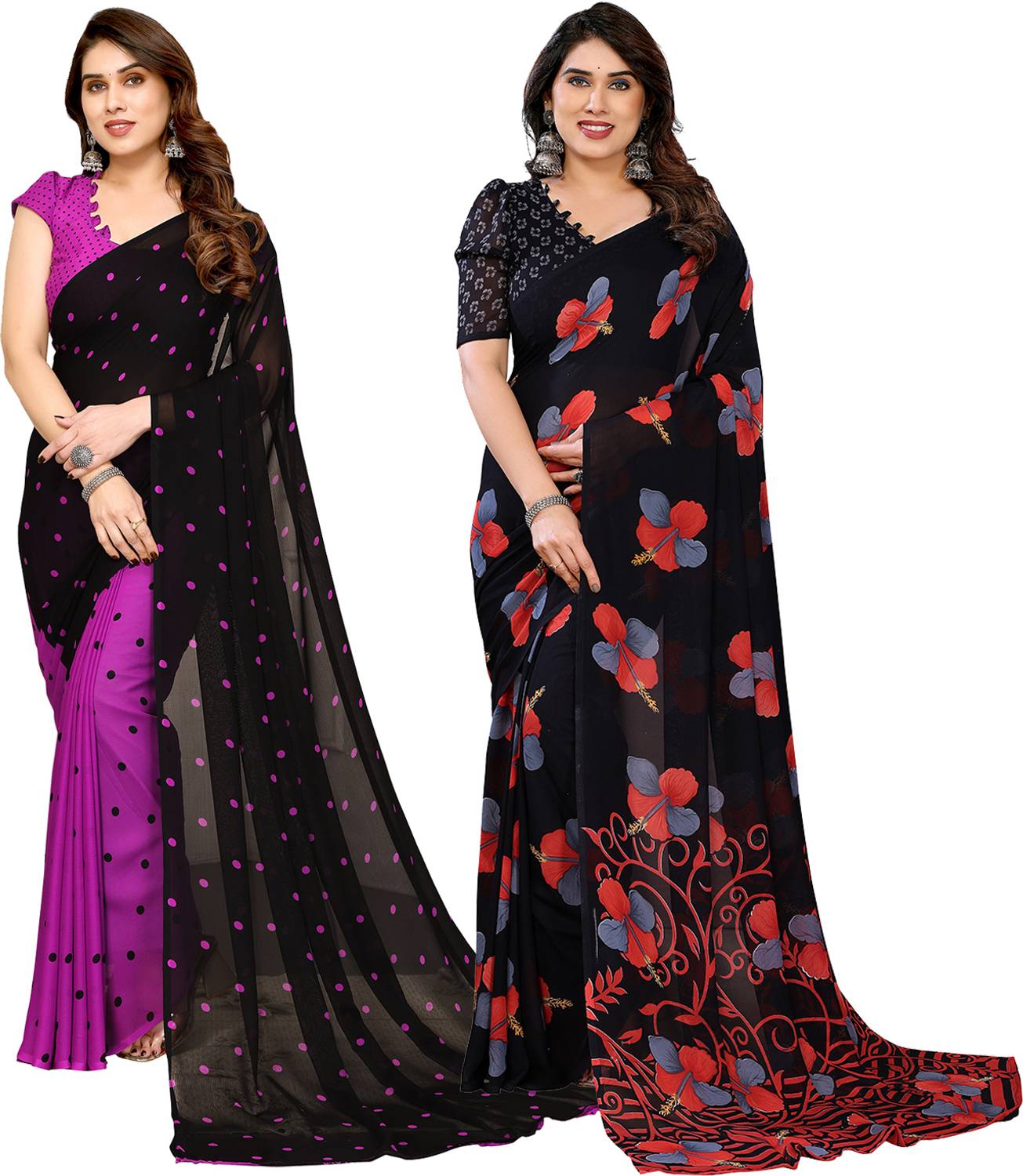 Anand Sarees Printed, Floral Print Daily Wear Georgette Saree