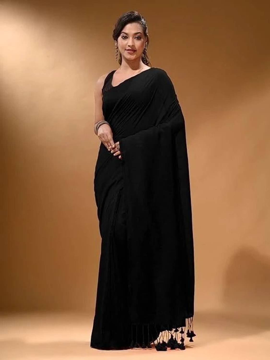 BalikaTextile Solid/Plain Handloom Cotton Blend Saree