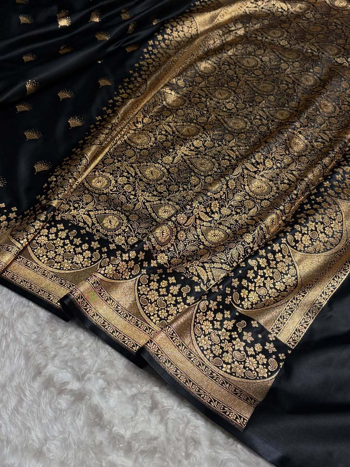 Image of EmpressWeave Woven, Paisley Banarasi Satin Saree