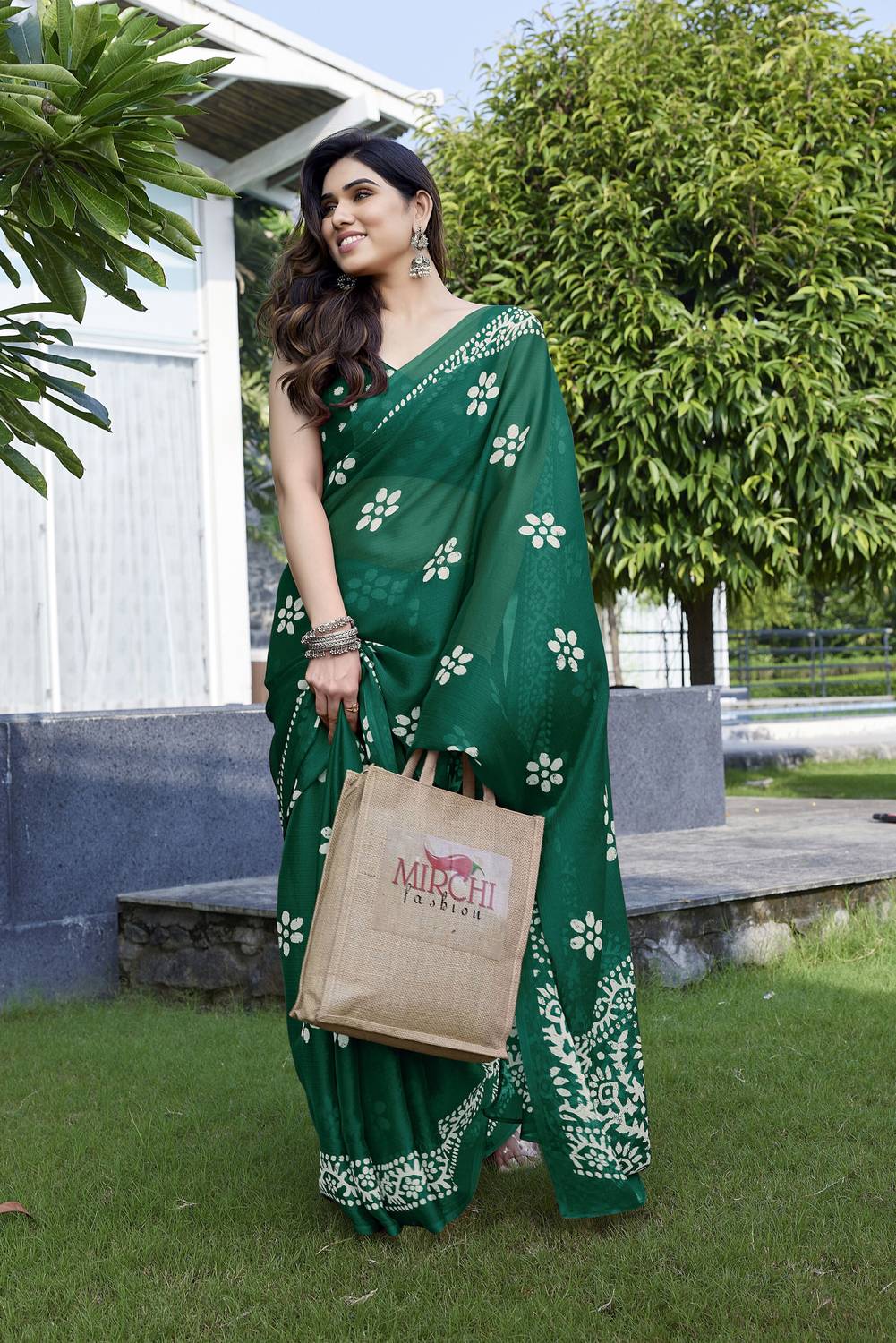 MIRCHI FASHION Printed, Blocked Printed Hand Batik Chiffon, Georg