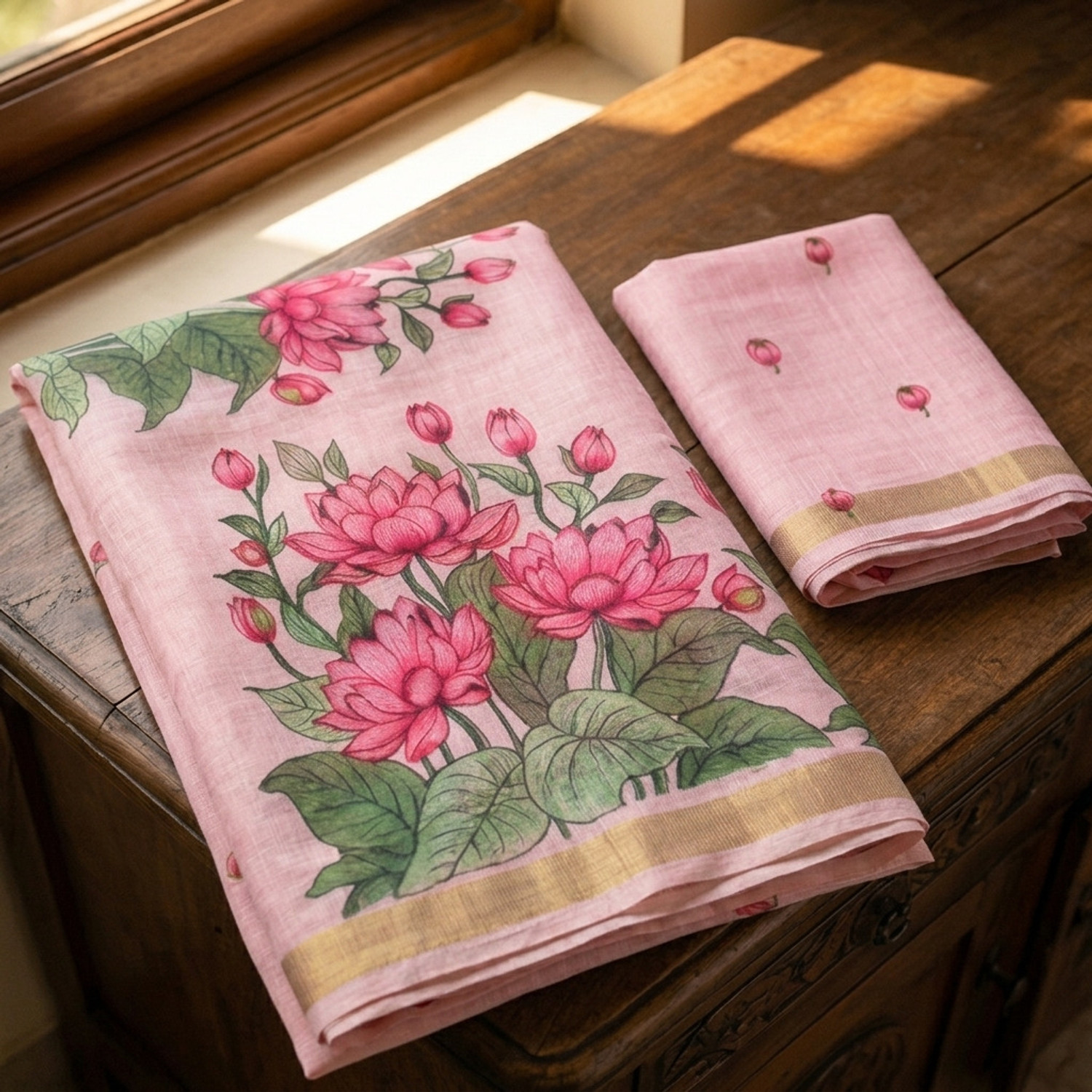 Image of KASTURI Printed Bollywood Linen Saree