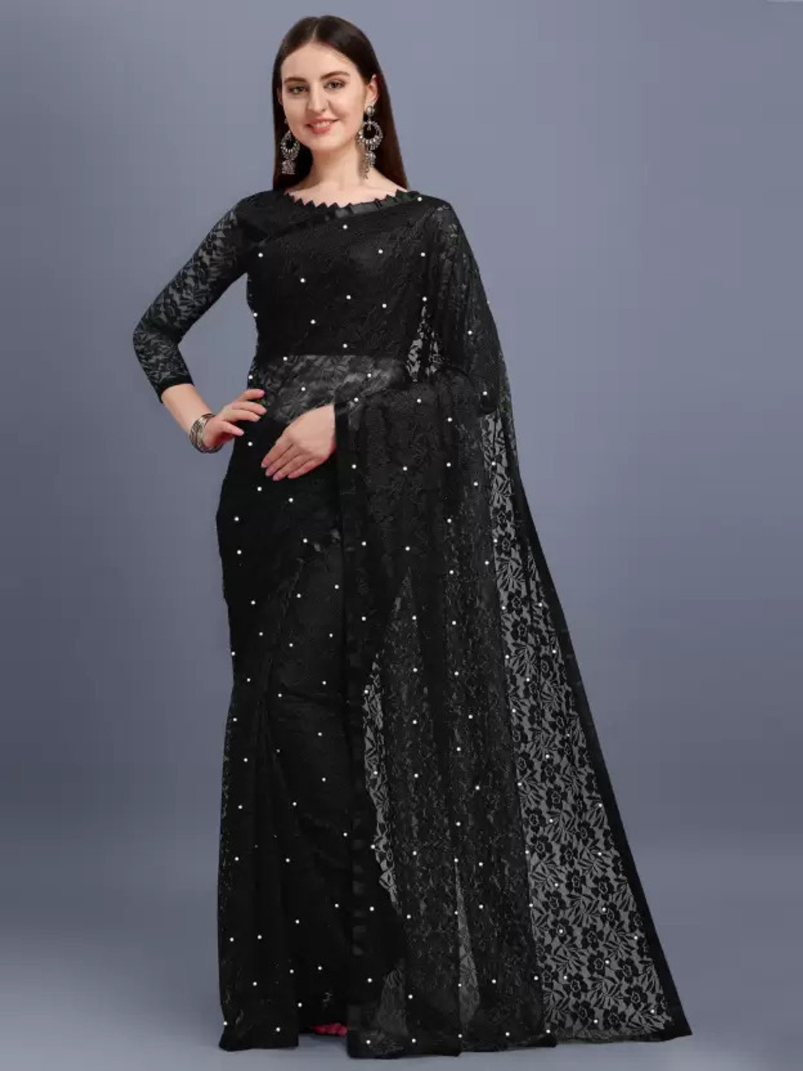 Image of Vidula Self Design, Embellished Bollywood Net Saree