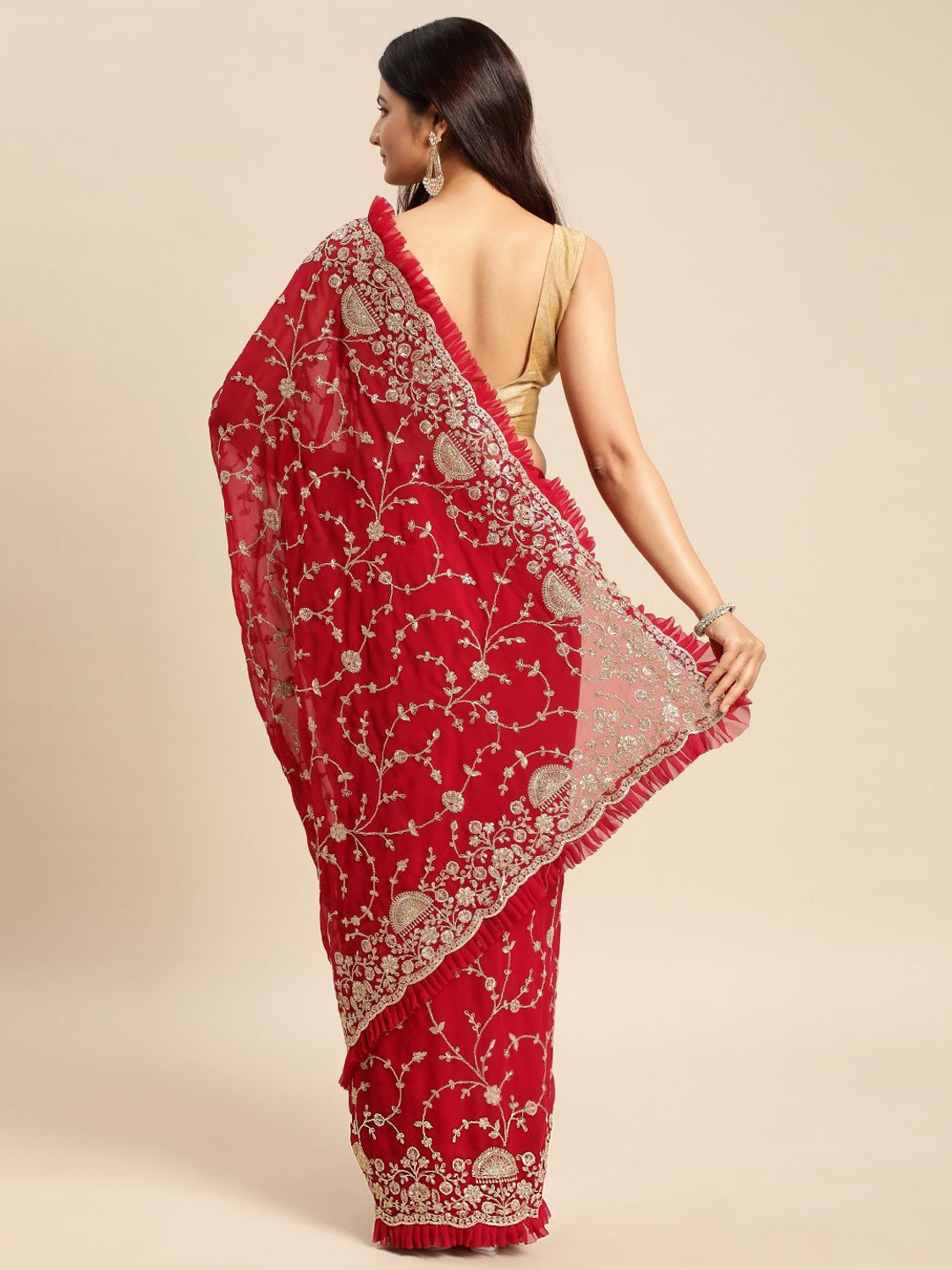 Image of KASEE Embroidered, Woven Bollywood Georgette Saree