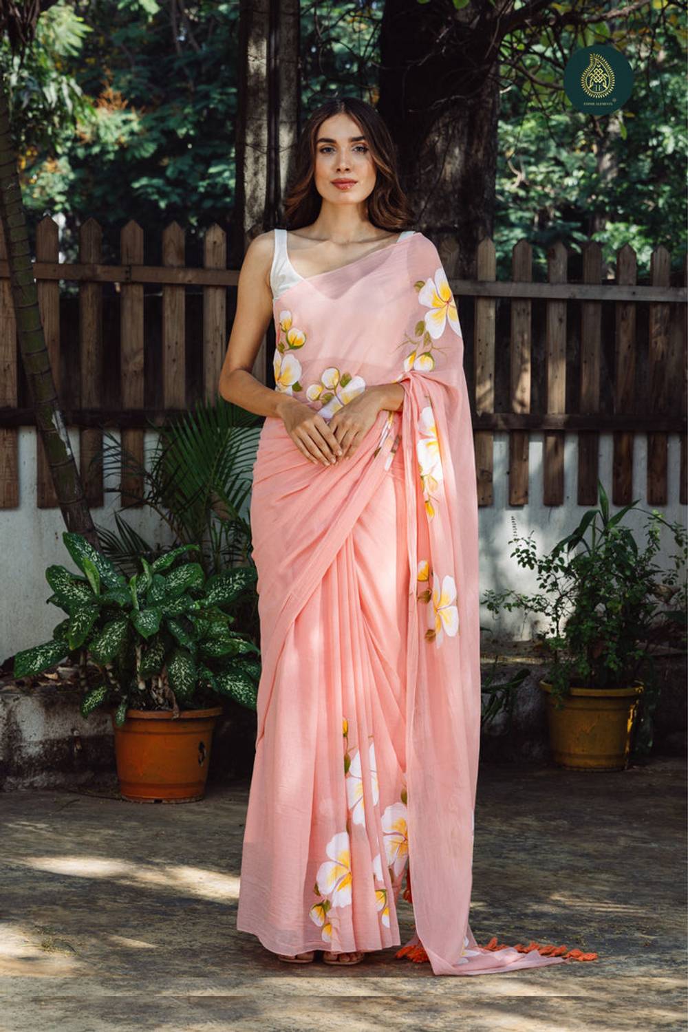 SATVASHIV Printed Daily Wear Cotton Linen Saree