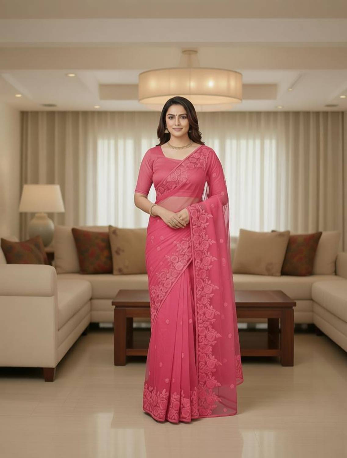 Akhodalkrp Embroidered Daily Wear Net Saree