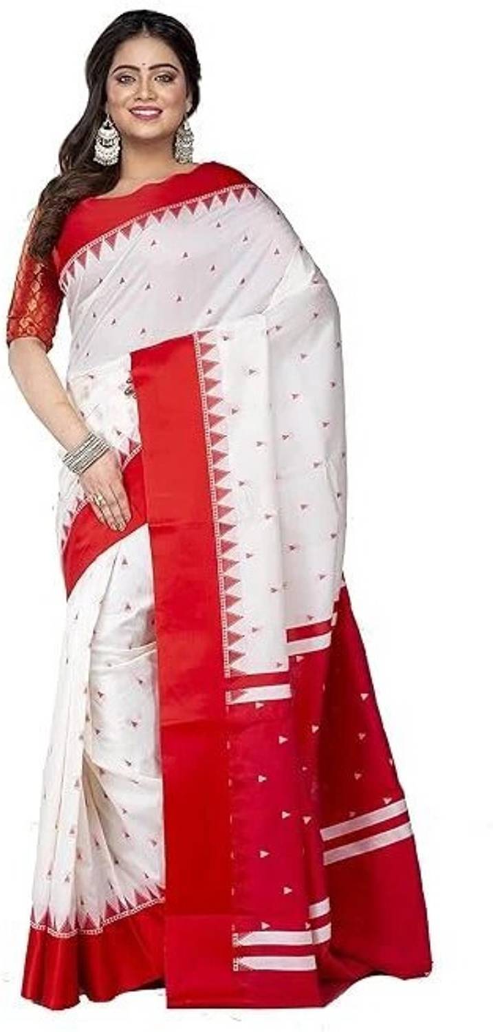 Afronza Self Design, Temple Border, Applique, Woven Garad Pure Silk, Jacquard Saree