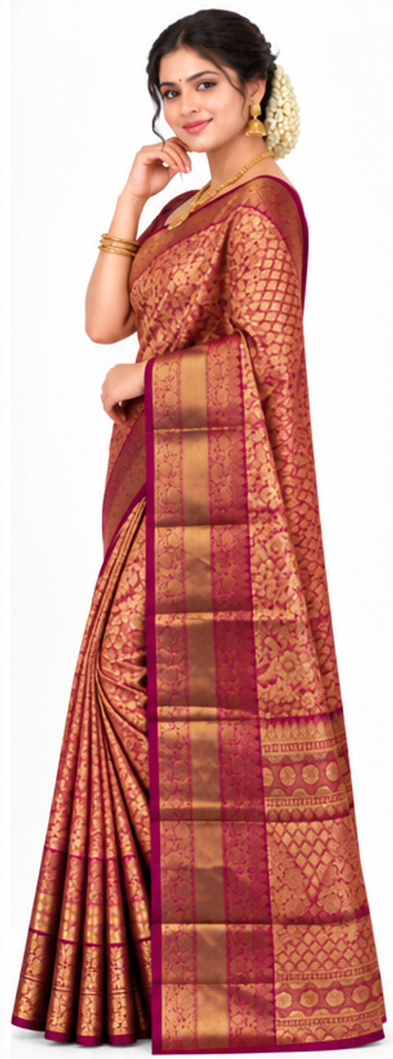 Image of FreshStart Woven Kanjivaram Silk Blend, Brocade Saree