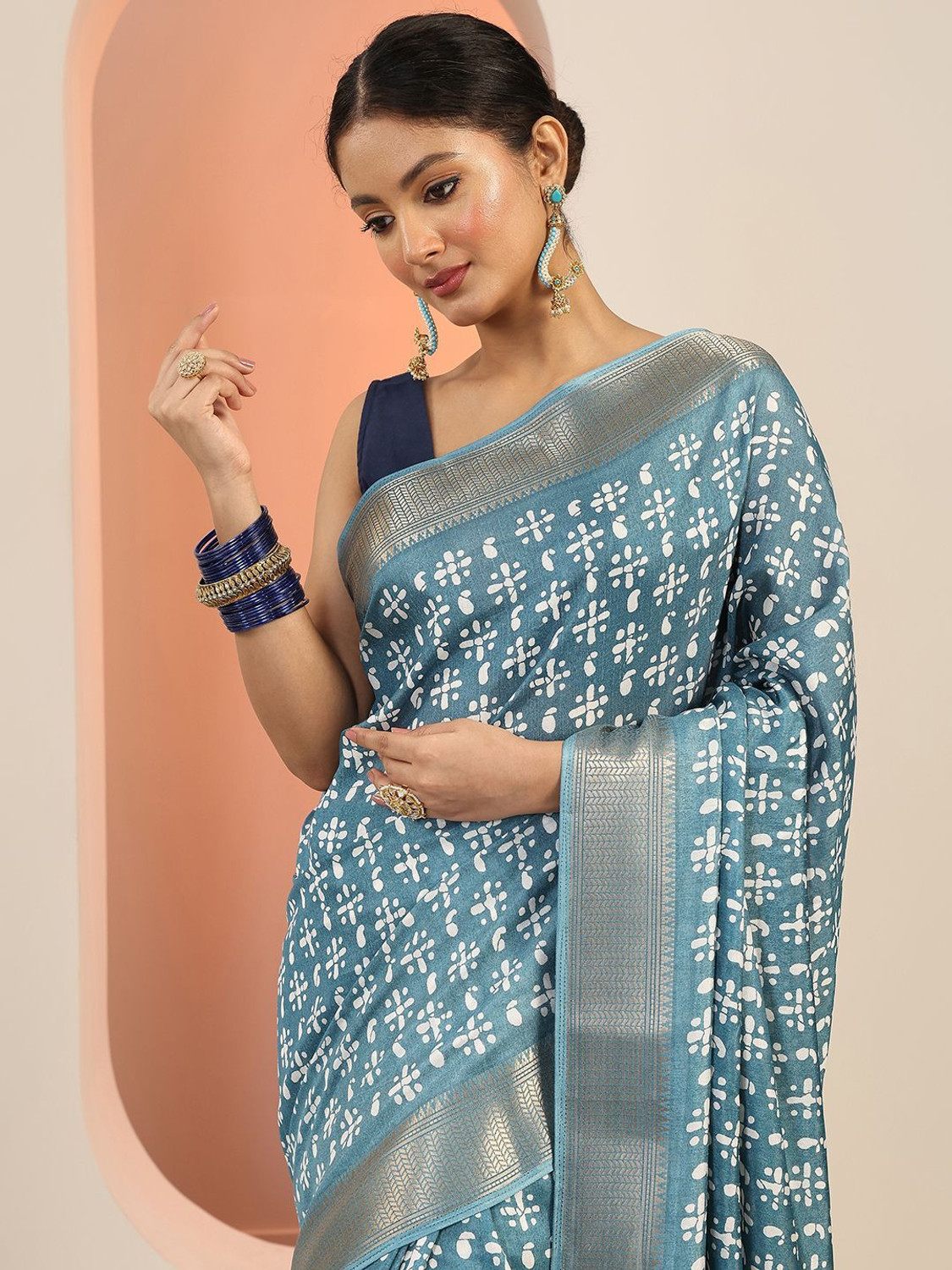 Image of LIBAS Printed Daily Wear Silk Blend Saree