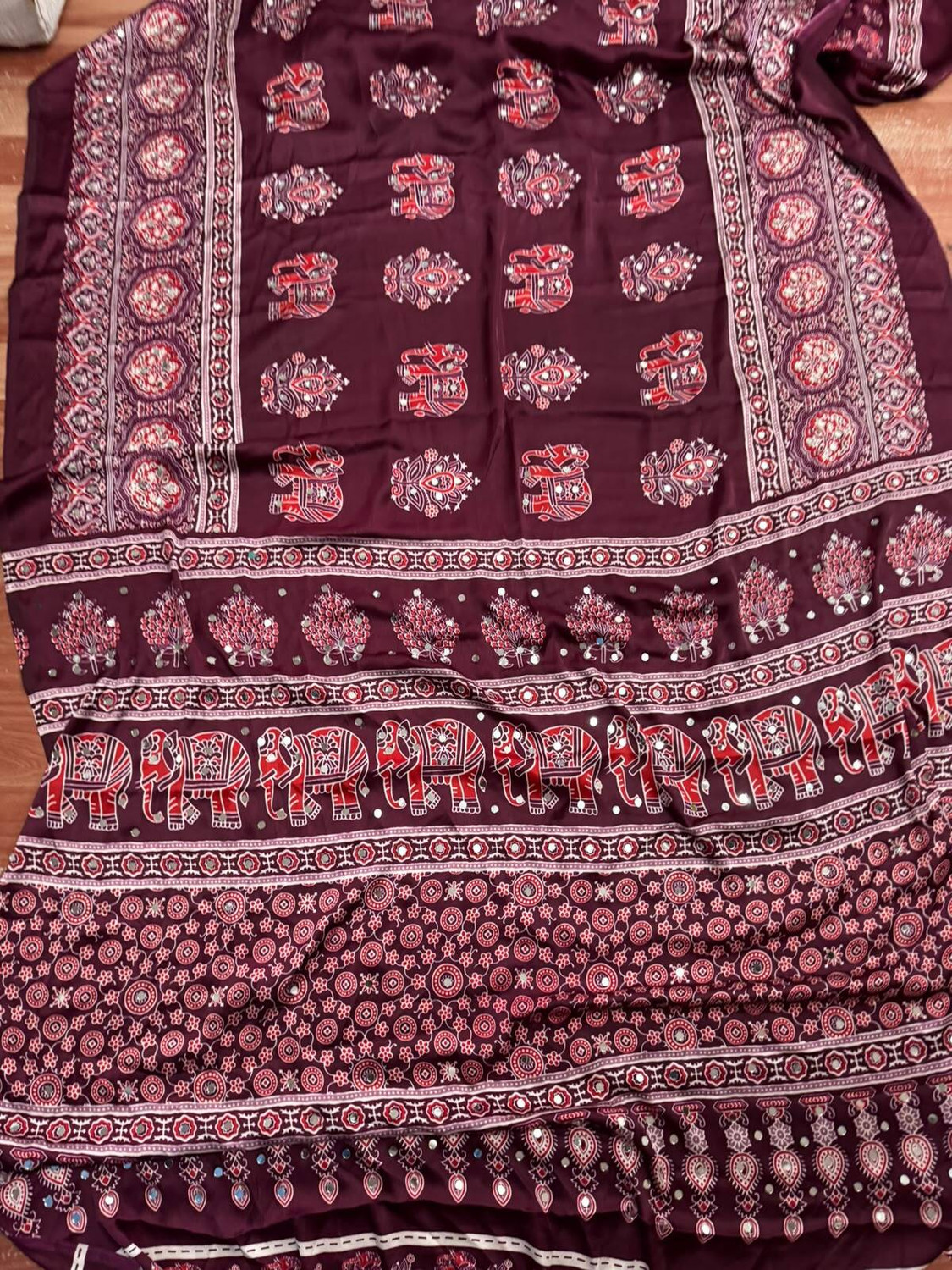 Image of FashDeal Printed Bollywood Satin Saree (Purple)