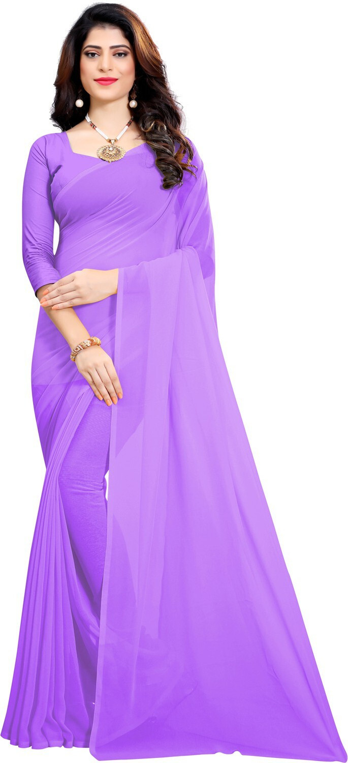 Image of HouseOfCommon Solid /Plain Daily Wear Georgette Saree
