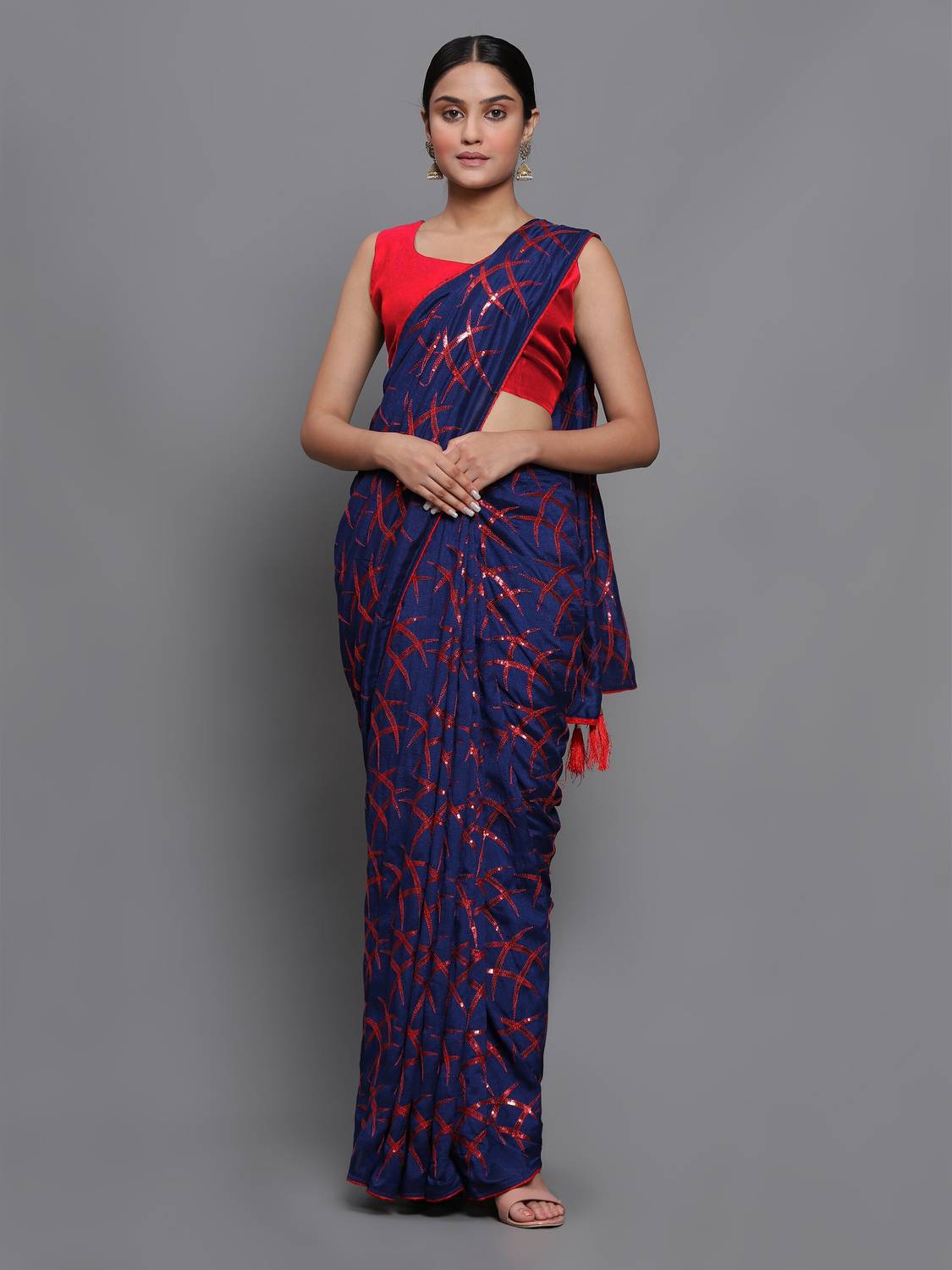 3Buddy Fashion Embroidered, Checkered Kasavu Pure Silk Saree
