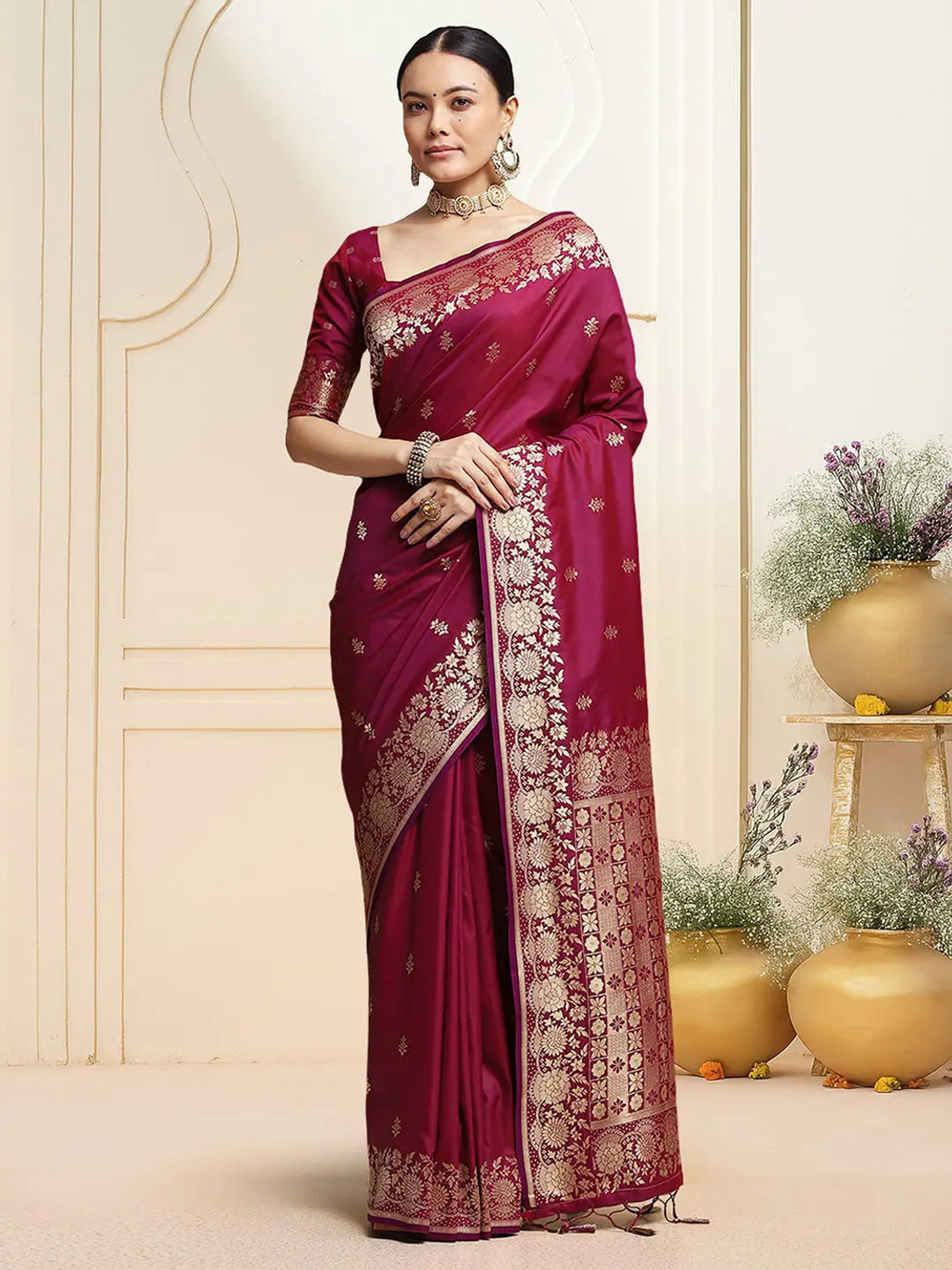 Image of Kalapushpi Woven Banarasi Pure Silk Saree