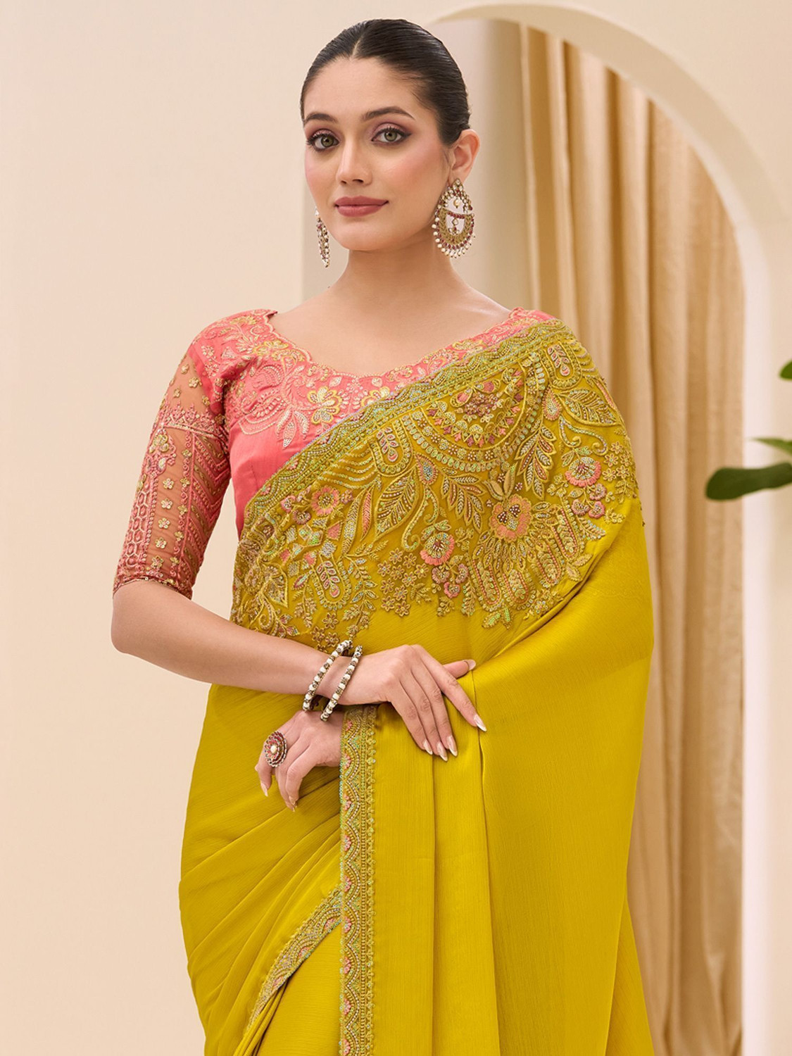 Tasrika Embellished Bollywood Satin Saree