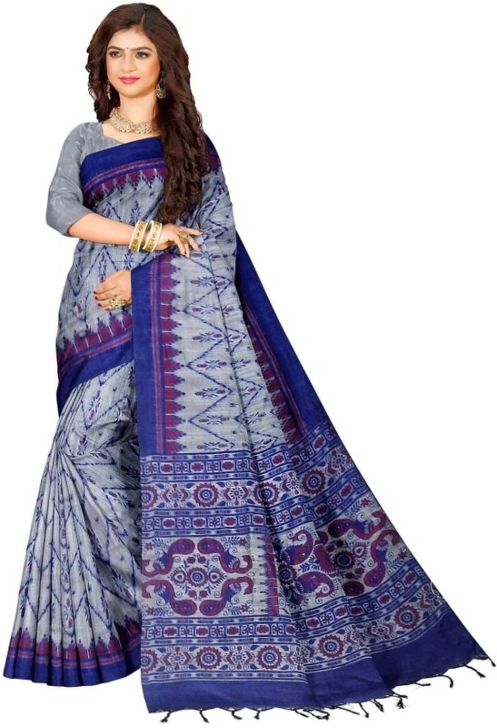 Bhadra Printed Sambalpuri Pure Cotton Saree