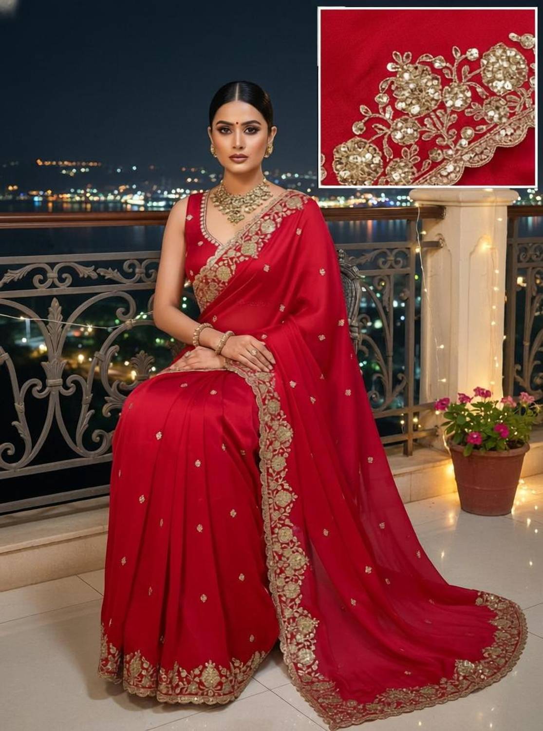 Sariya Embroidered Silk Blend Saree - Image 1