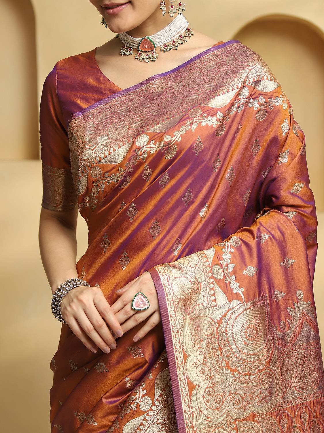 Divastri Woven Banarasi Silk Blend Saree Multicolor - Image 5