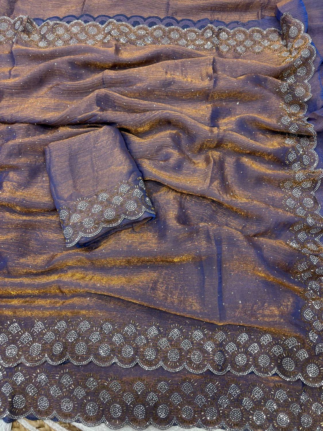 sadika Embellished Bollywood Jimmy Jimmy Saree Purple - Image 1