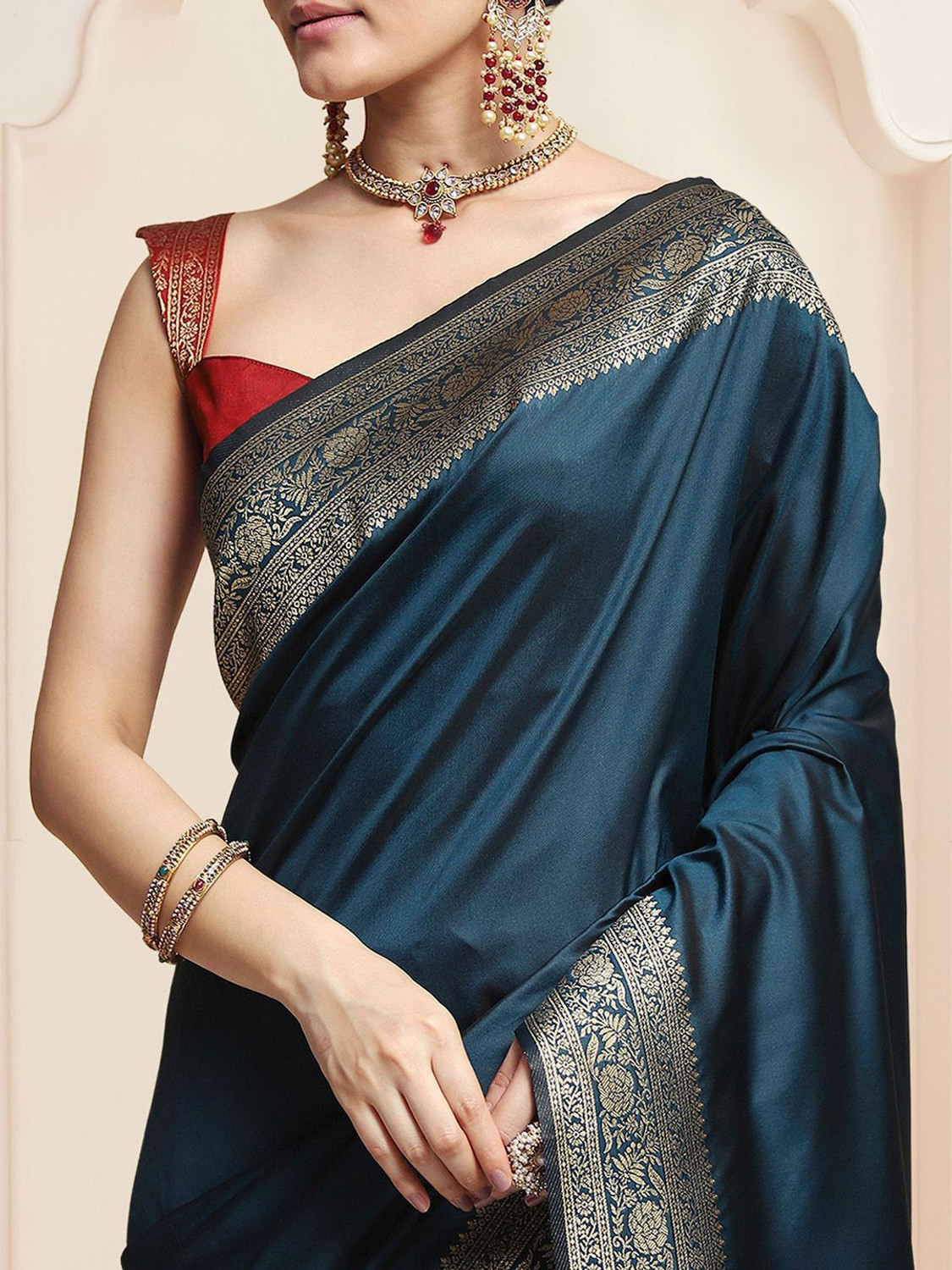 Image of House of Pataudi Woven Kanjivaram Art Silk Saree