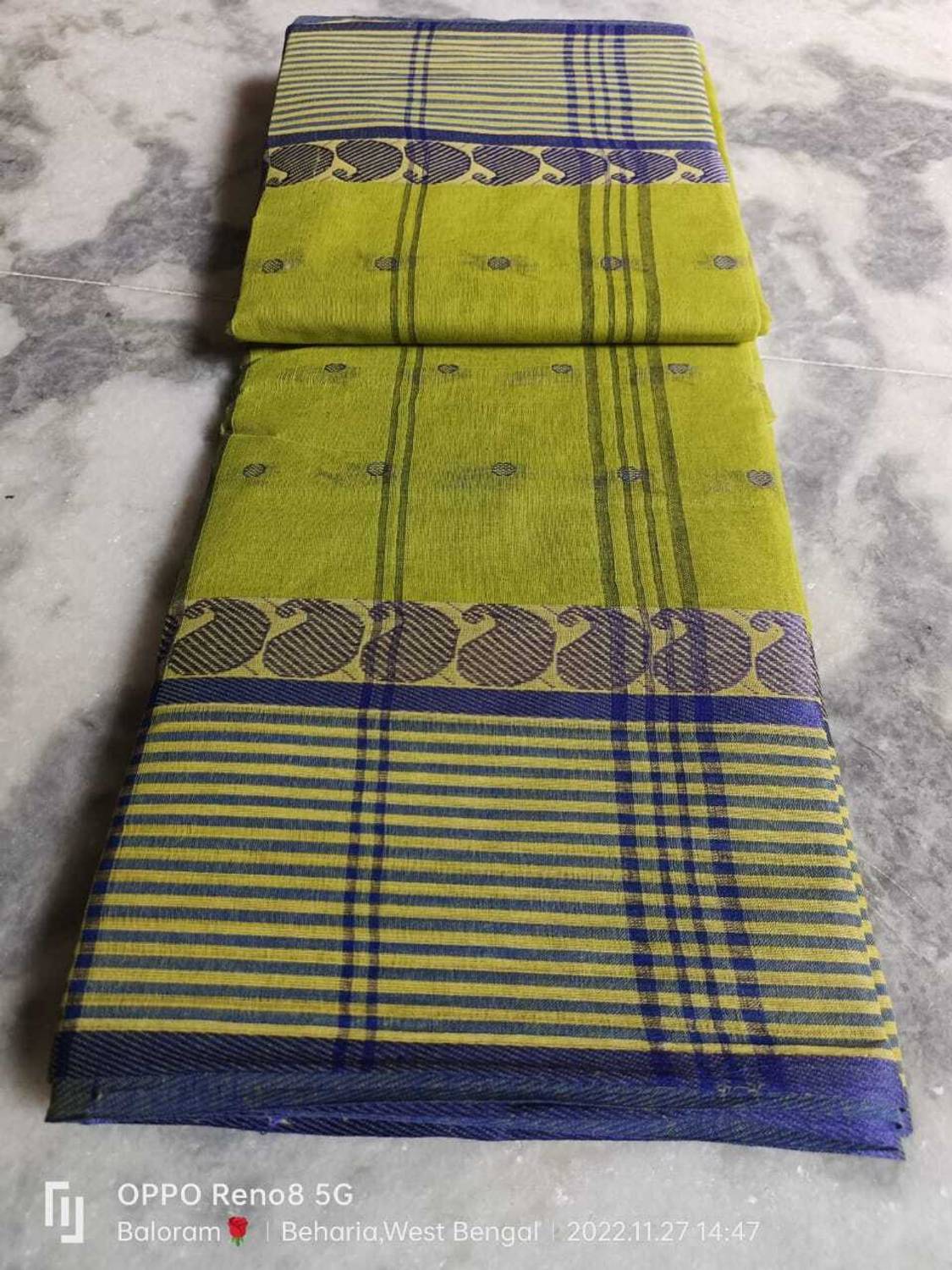 sourav biswas Self Design Tant Pure Cotton Saree