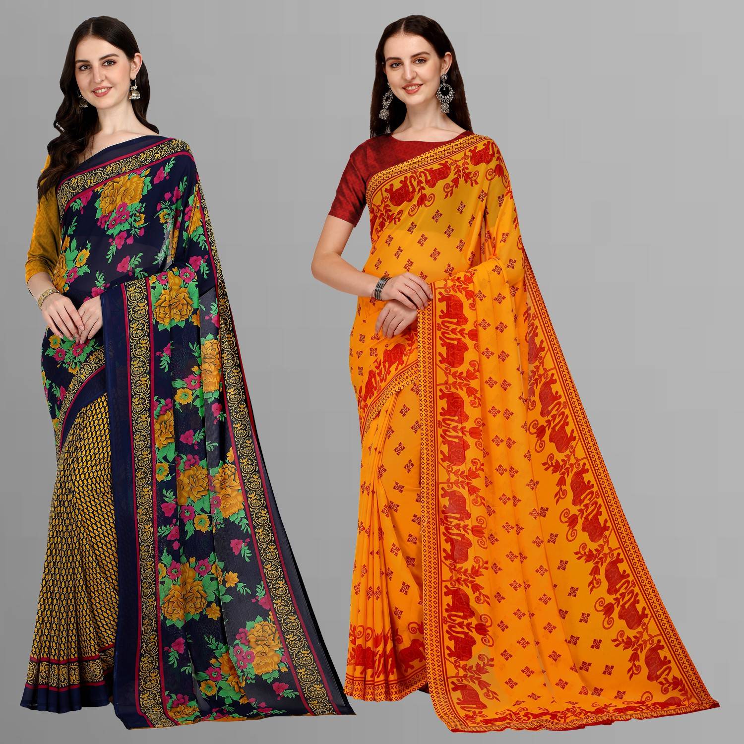 Anand Sarees Floral Print Daily Wear Georgette Saree