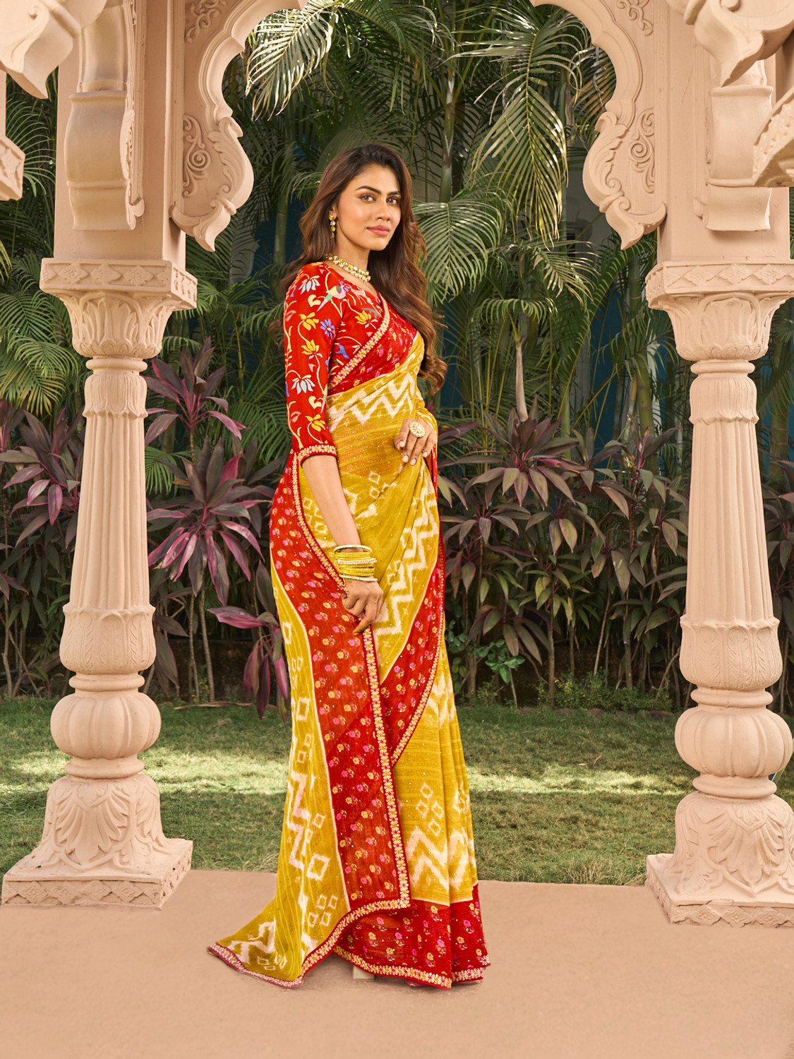 Image of Laxmipati sarees Printed Bollywood Chiffon Saree