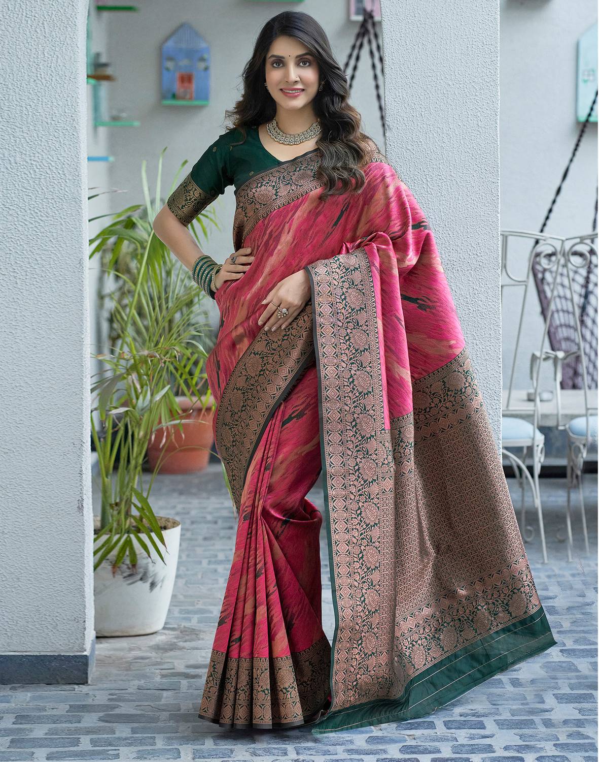 Satrani Woven, Embellished, Self Design Bollywood Silk Blend, Jac
