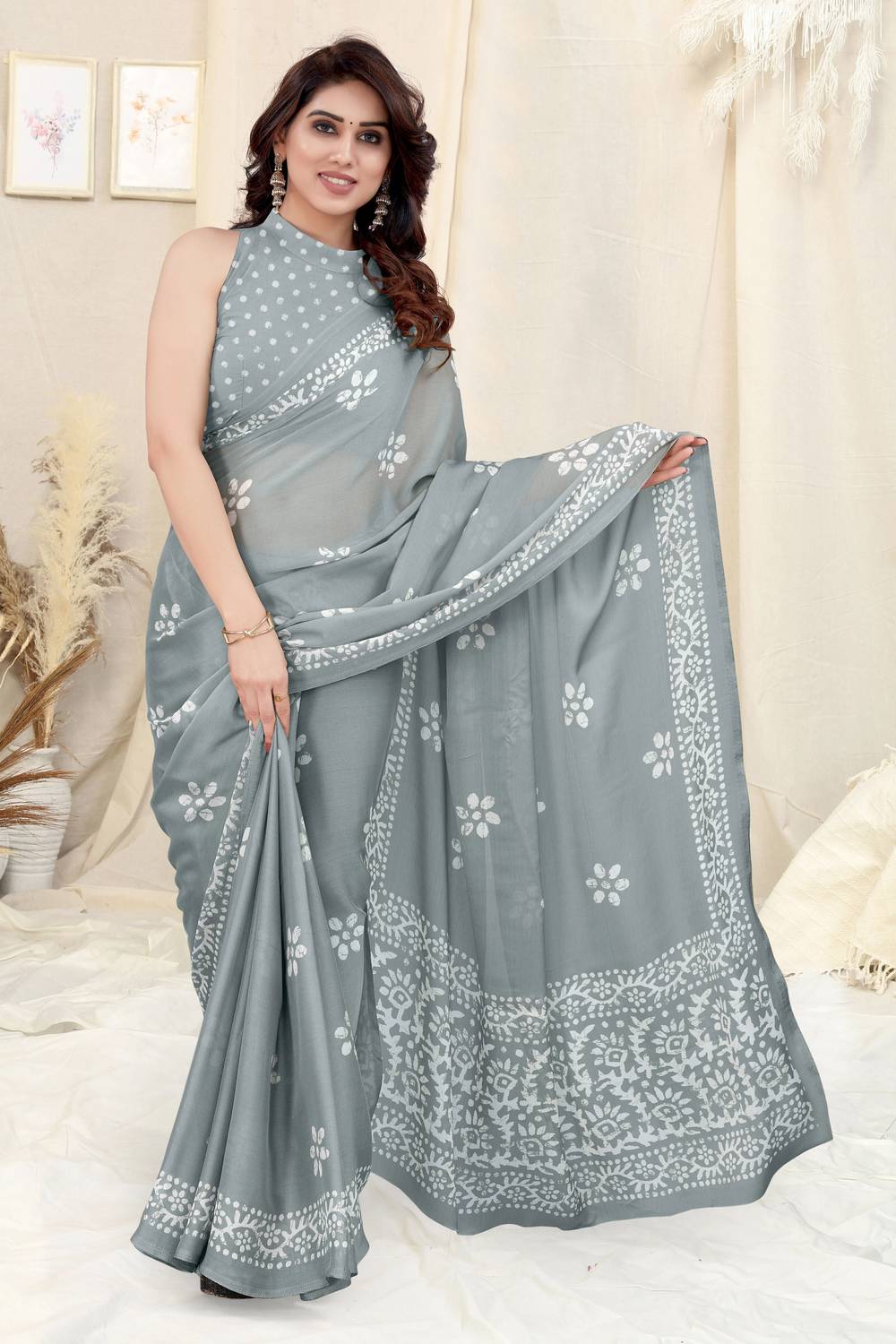 MIRCHI FASHION Printed, Blocked Printed Hand Batik Chiffon, Georg