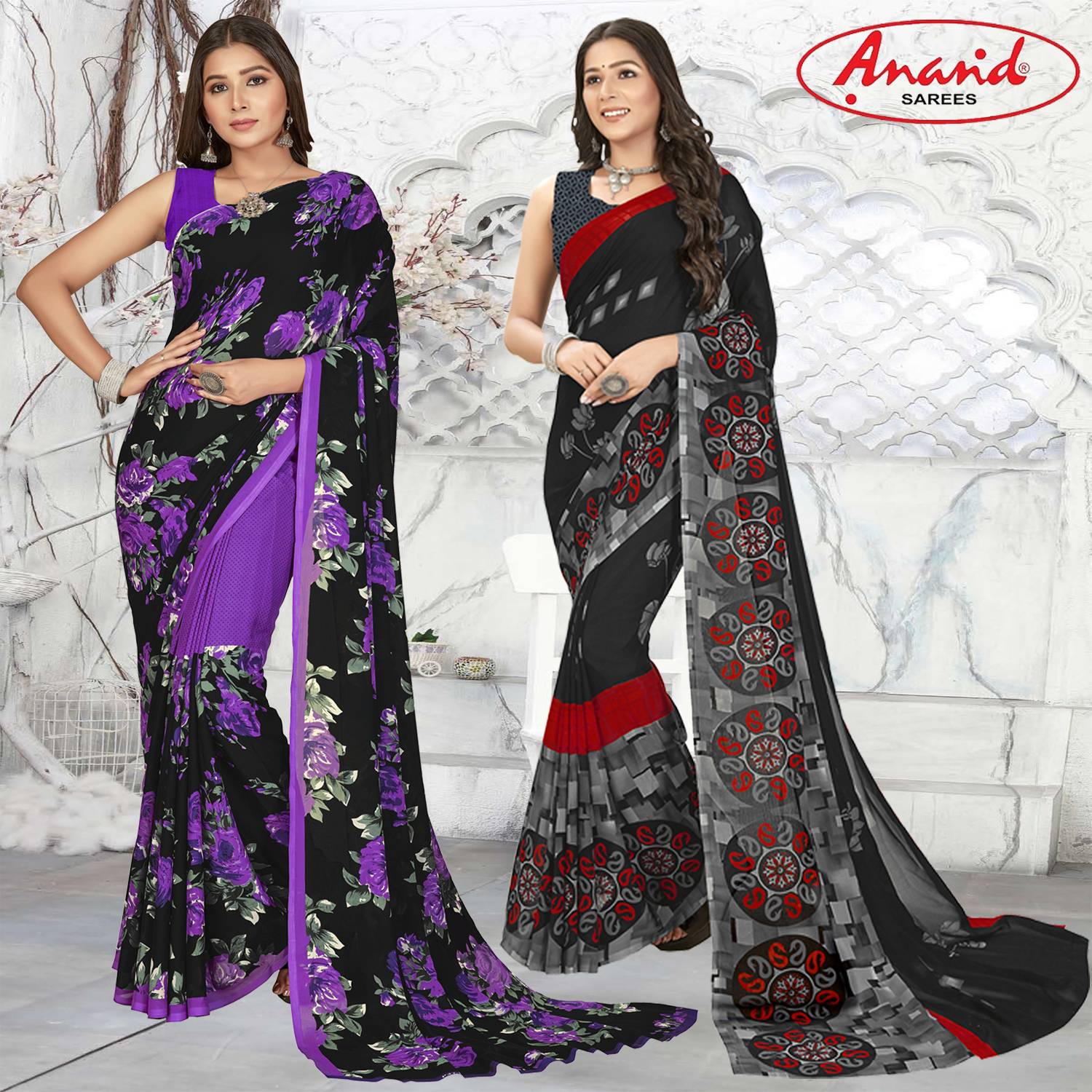 Anand Sarees Floral Print Daily Wear Georgette Saree