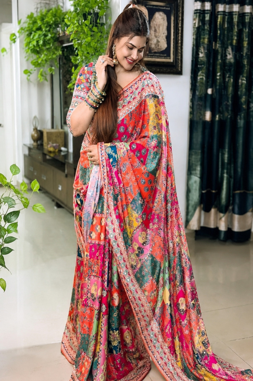 Image of BK COLLECTION Printed Bollywood Silk Blend Saree