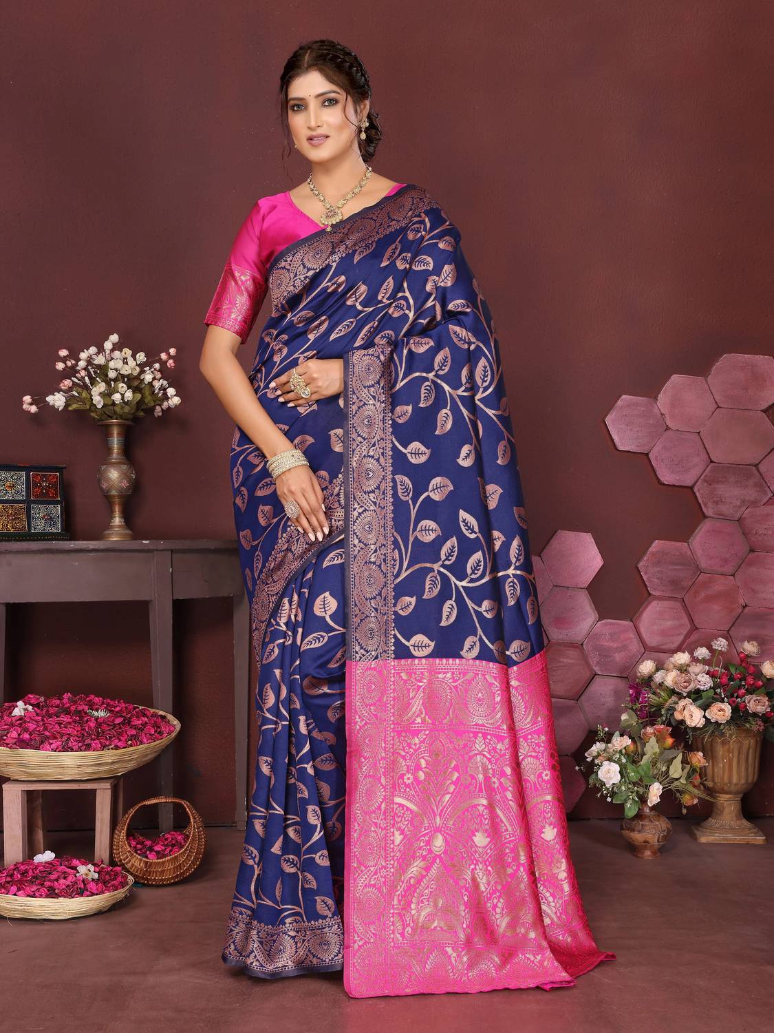 Aadvika Woven Kanjivaram Art Silk, Pure Silk Saree