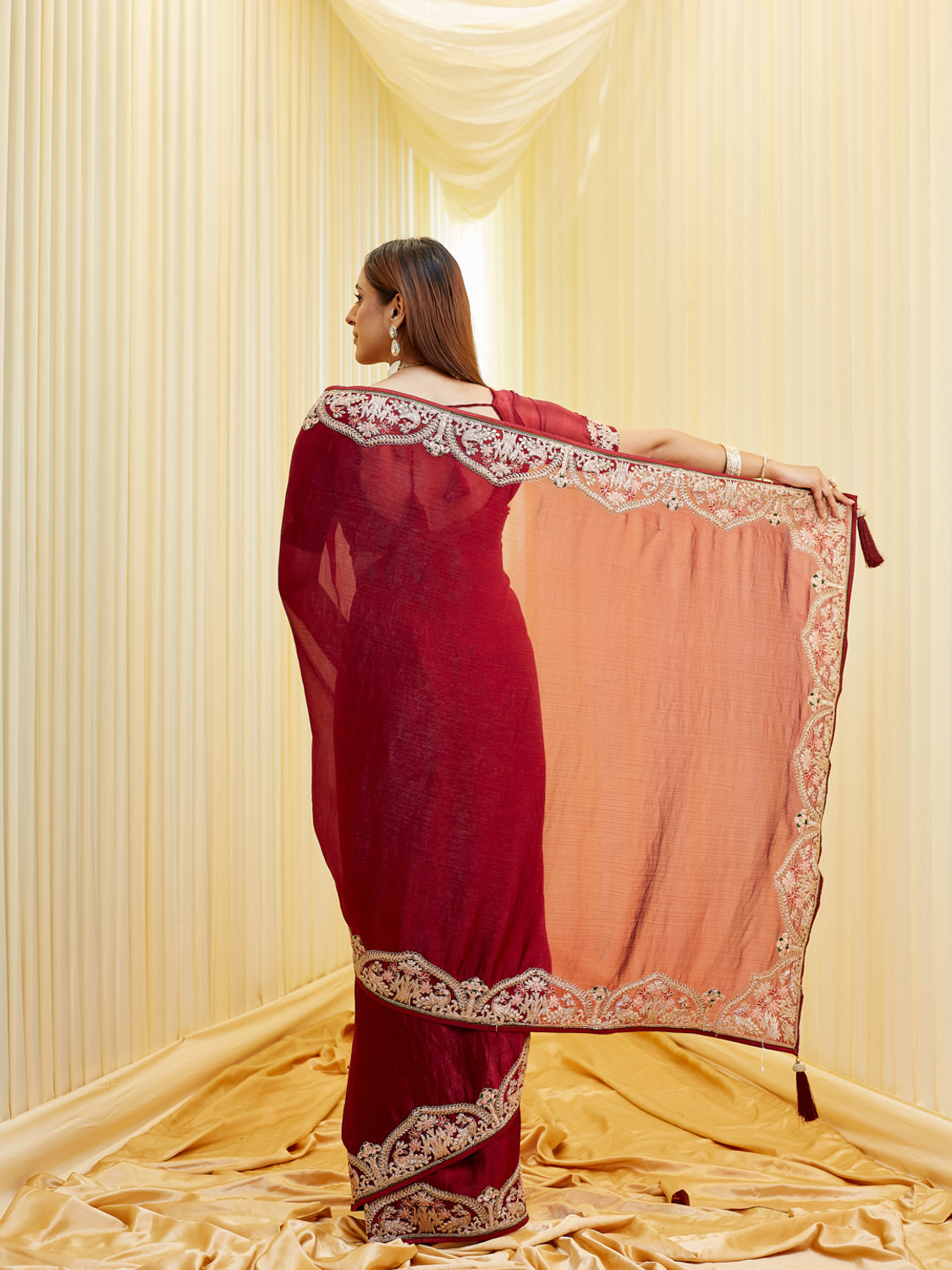 Image of KASEE Embellished, Applique Bollywood Silk Blend Saree