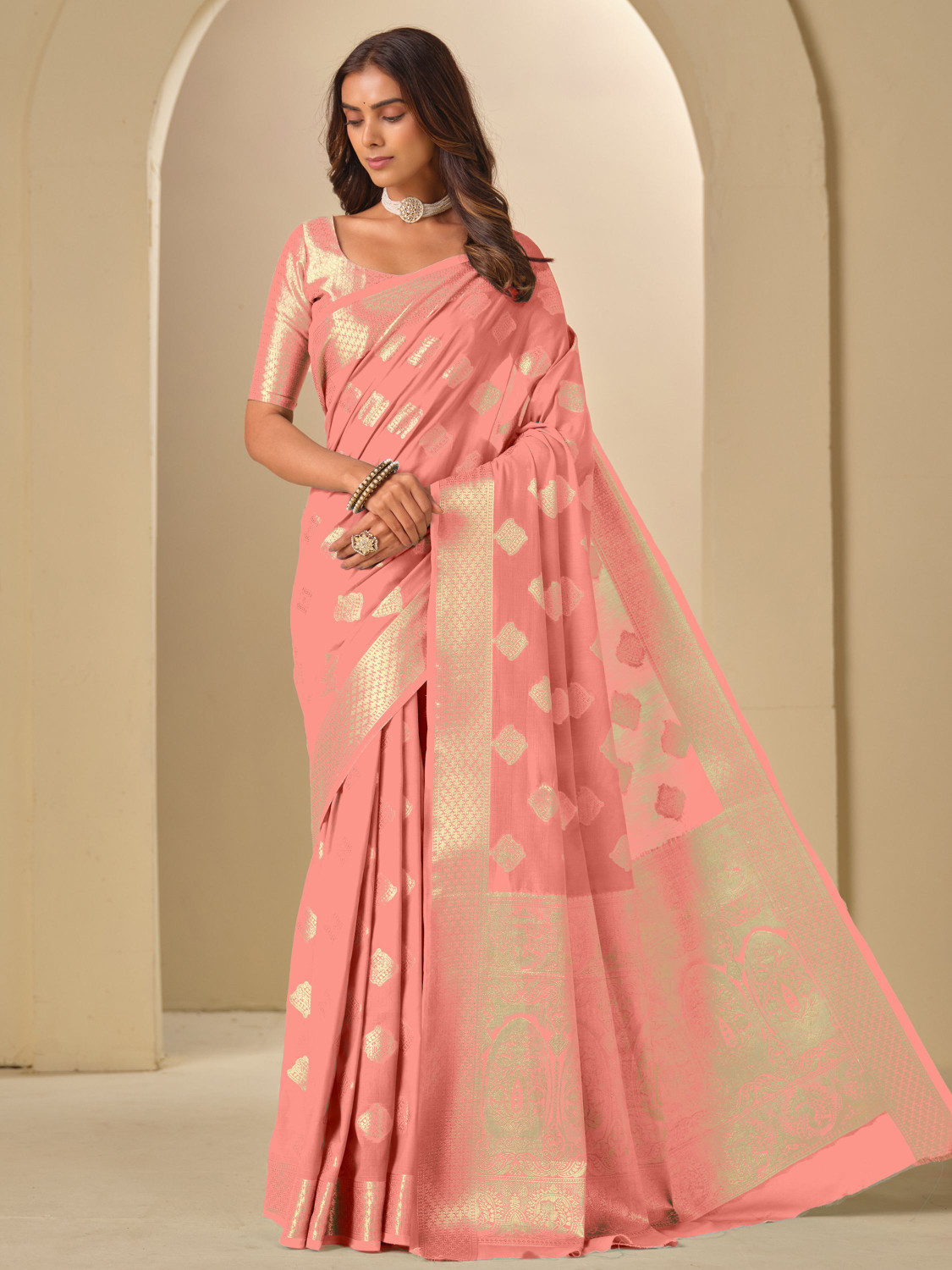 Image of Ethnic Junction Woven Banarasi Silk Blend Saree