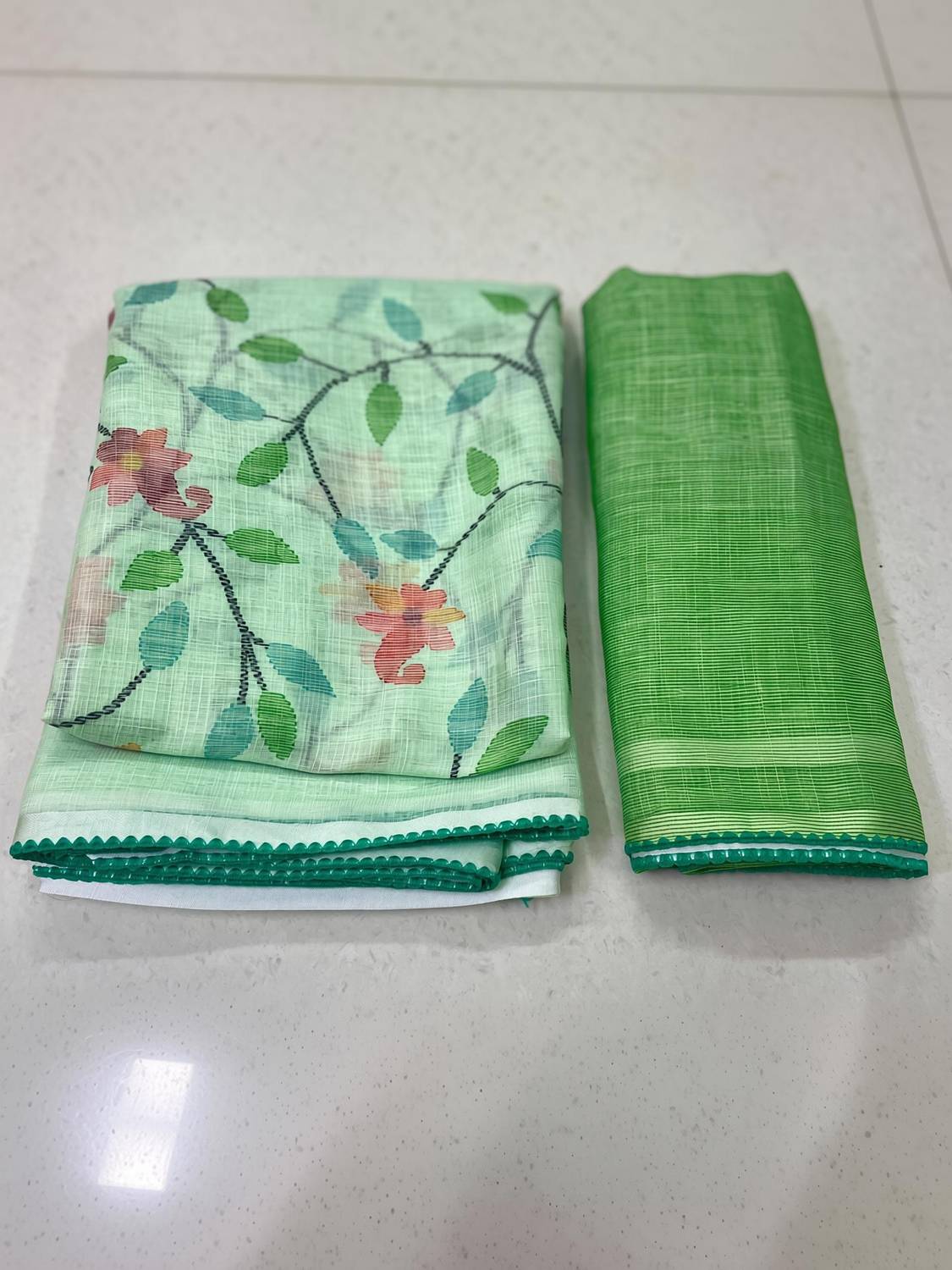 Anshal Floral Print, Printed Daily Wear Cotton Linen Saree