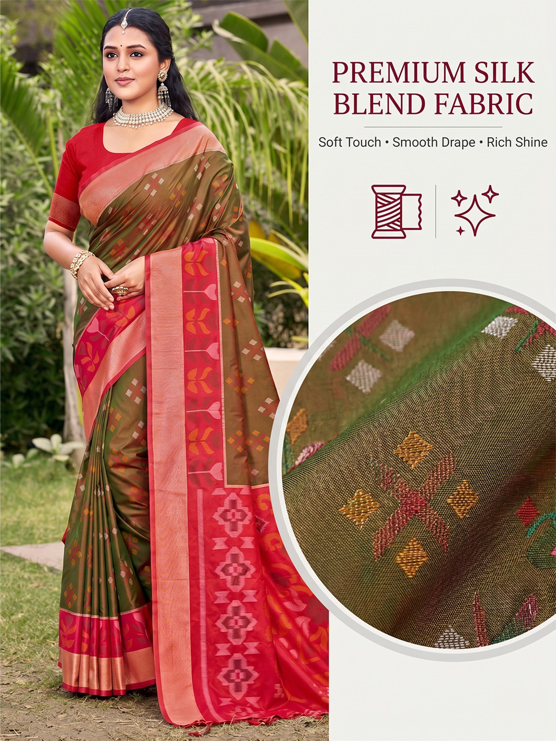 Image of Sutriti Woven Pochampally Silk Blend Saree